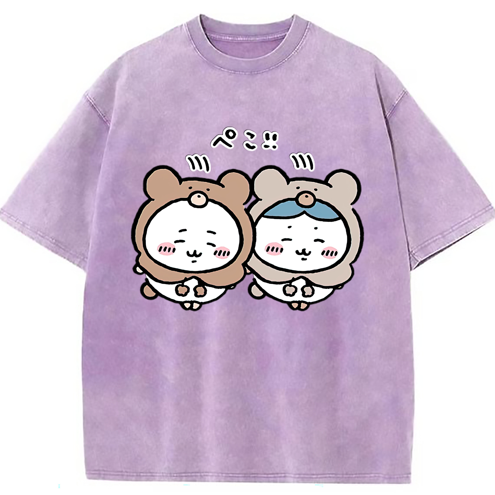 （画像用） ちいかわ ハチワレ Chii-kawa hachiware 綿100% ヴィンテージ風 半袖Tシャツ（フロントプリント）