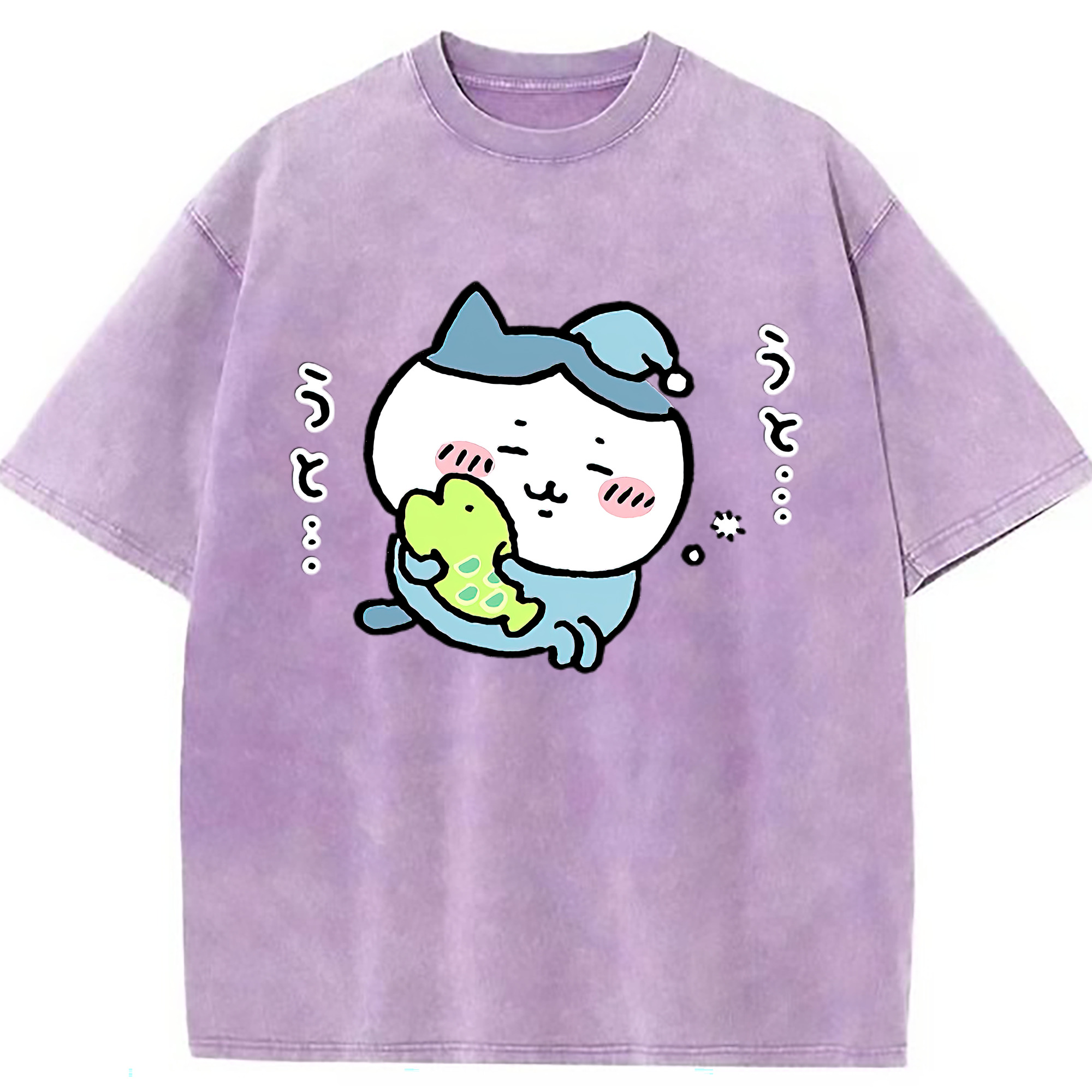 （画像用） ちいかわ ハチワレ Chii-kawa hachiware 綿100% ヴィンテージ風 半袖Tシャツ（フロントプリント）
