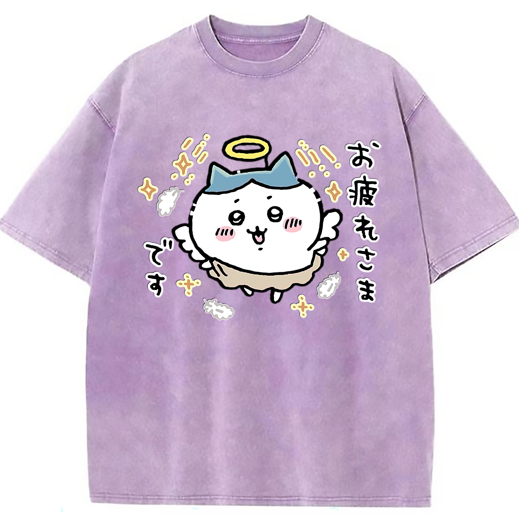（画像用） ちいかわ ハチワレ Chii-kawa hachiware 綿100% ヴィンテージ風 半袖Tシャツ（フロントプリント）