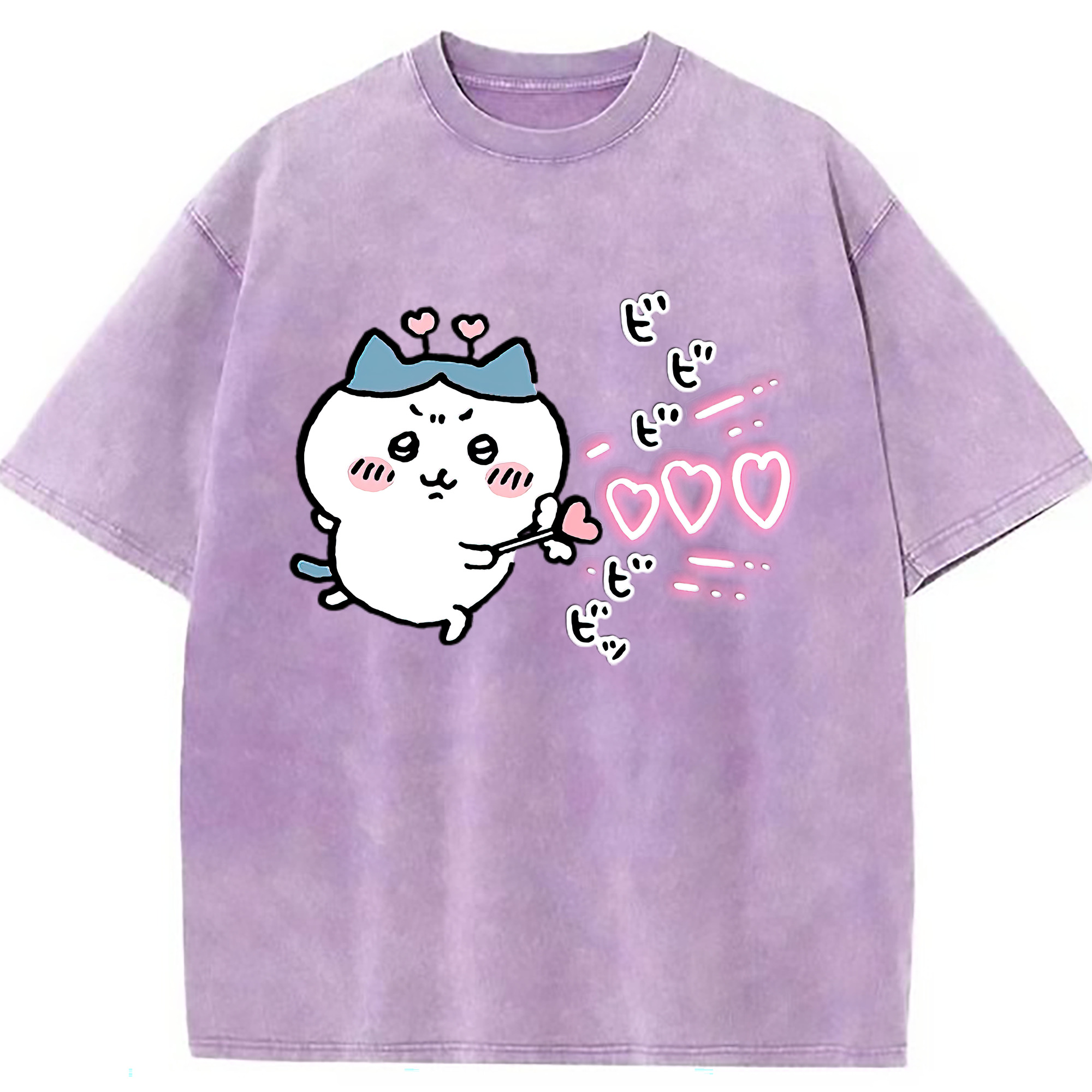 （画像用） ちいかわ ハチワレ Chii-kawa hachiware 綿100% ヴィンテージ風 半袖Tシャツ（フロントプリント）