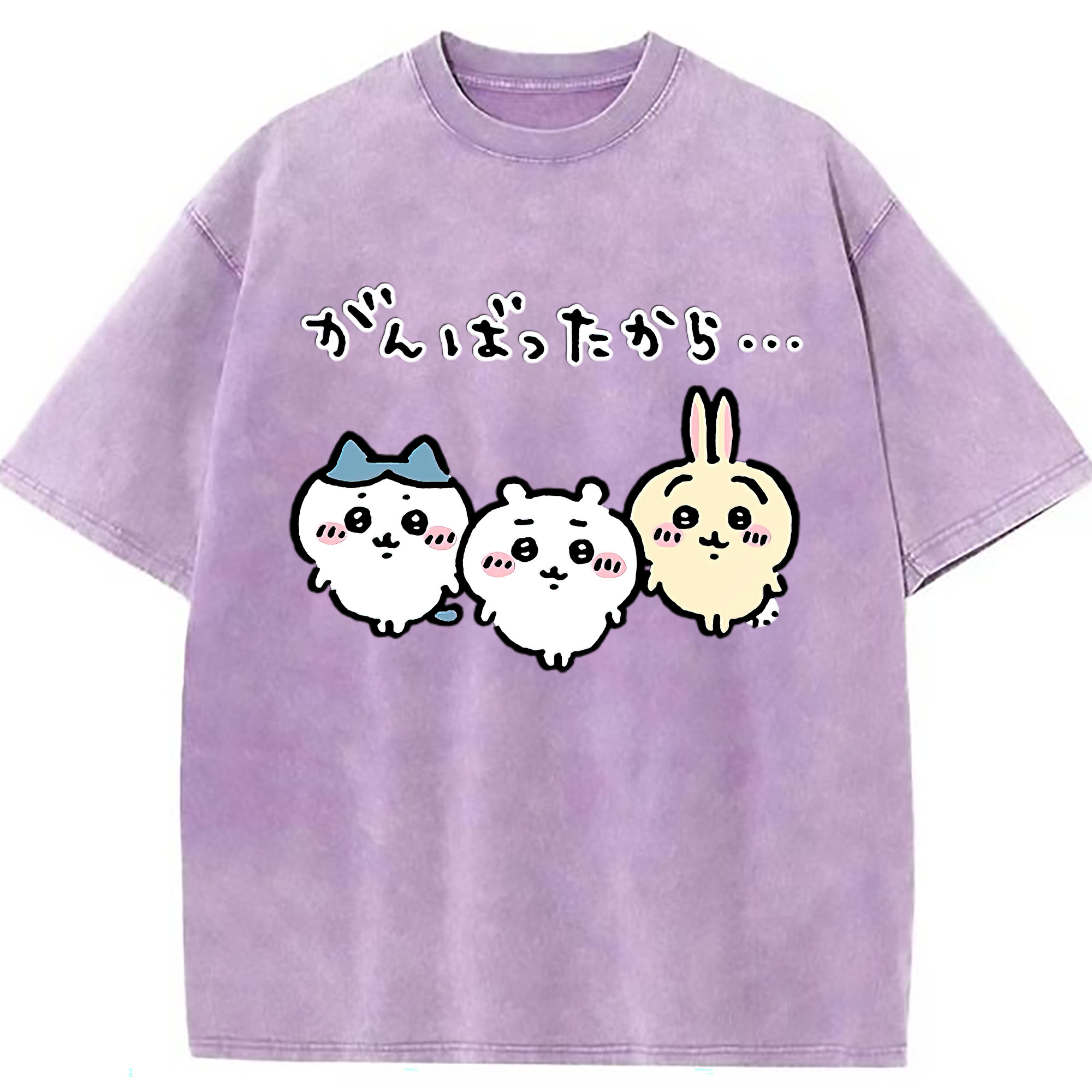 （画像用） ちいかわ ハチワレ Chii-kawa hachiware 綿100% ヴィンテージ風 半袖Tシャツ（フロントプリント）