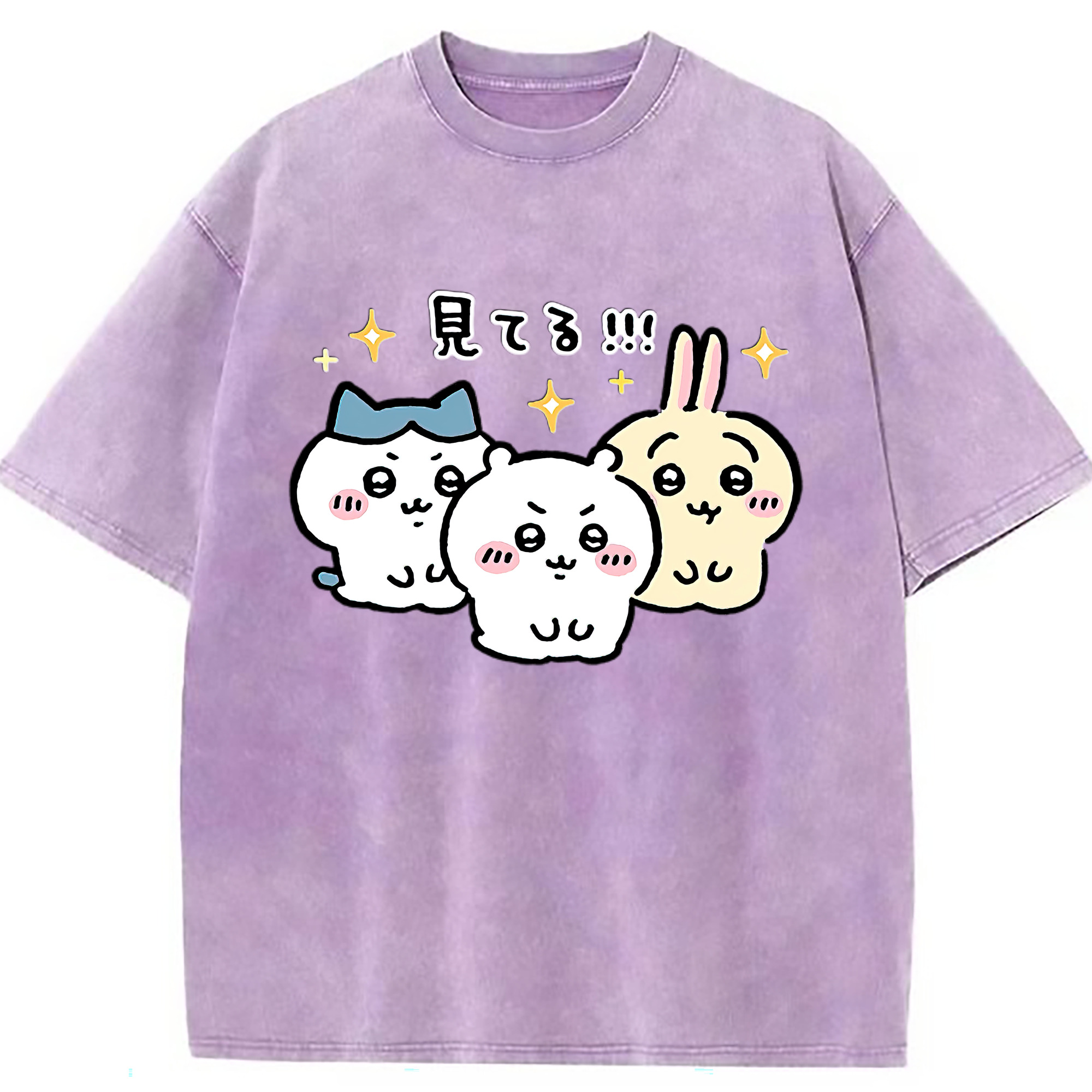 （画像用） ちいかわ ハチワレ Chii-kawa hachiware 綿100% ヴィンテージ風 半袖Tシャツ（フロントプリント）