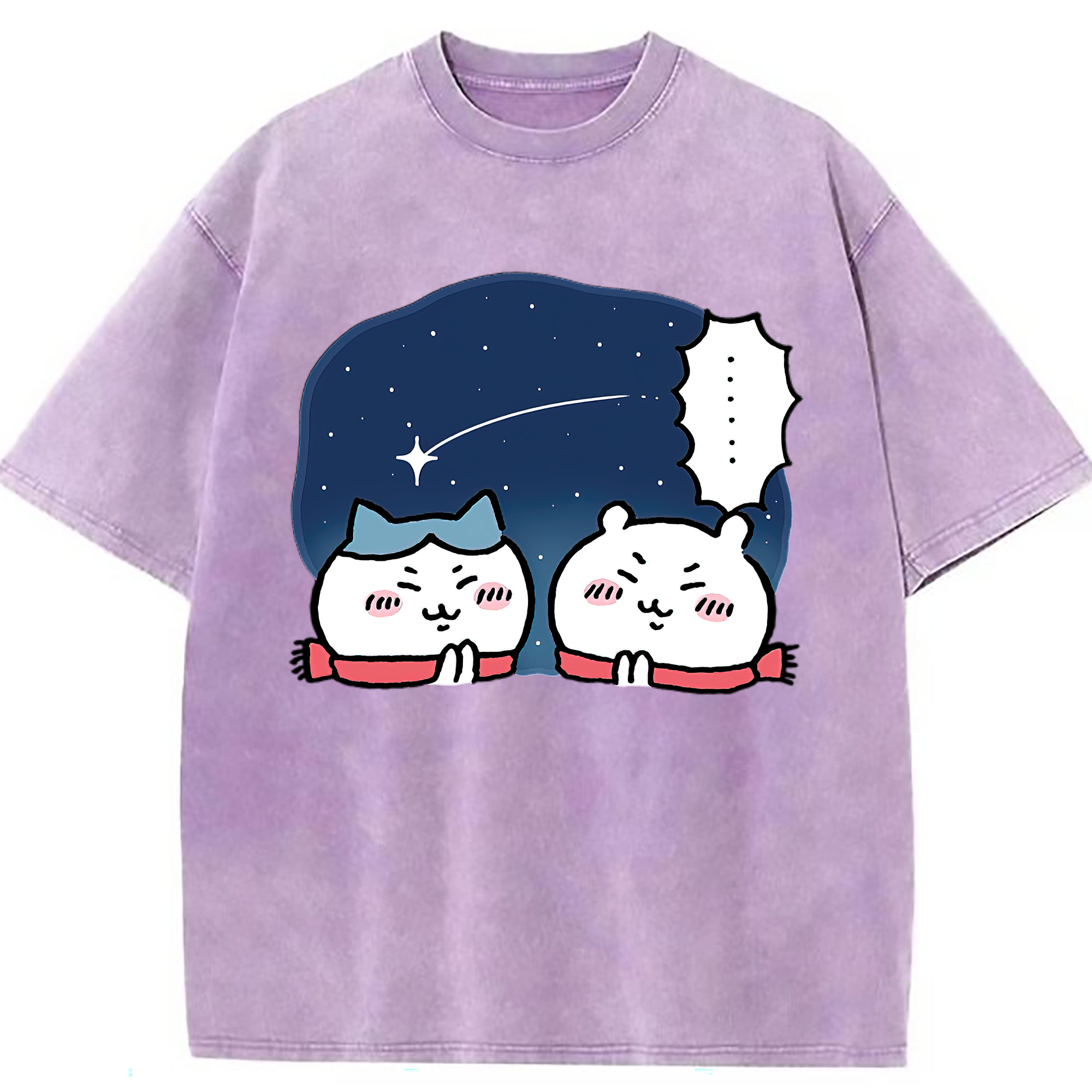 （画像用） ちいかわ ハチワレ Chii-kawa hachiware 綿100% ヴィンテージ風 半袖Tシャツ（フロントプリント）