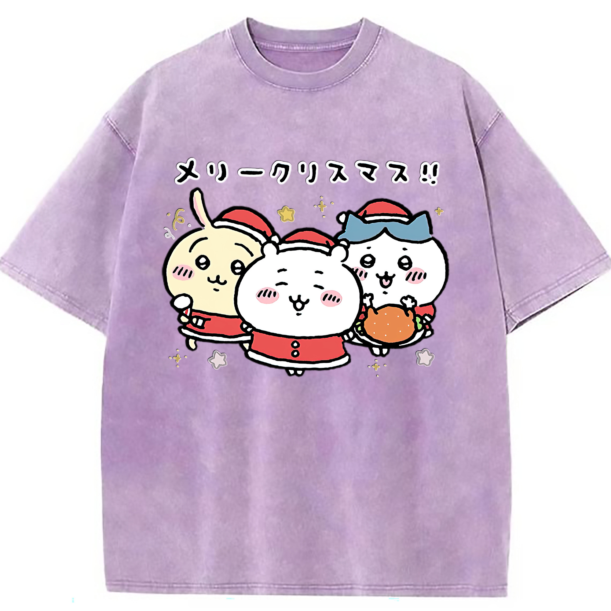 （画像用） ちいかわ ハチワレ Chii-kawa hachiware 綿100% ヴィンテージ風 半袖Tシャツ（フロントプリント）