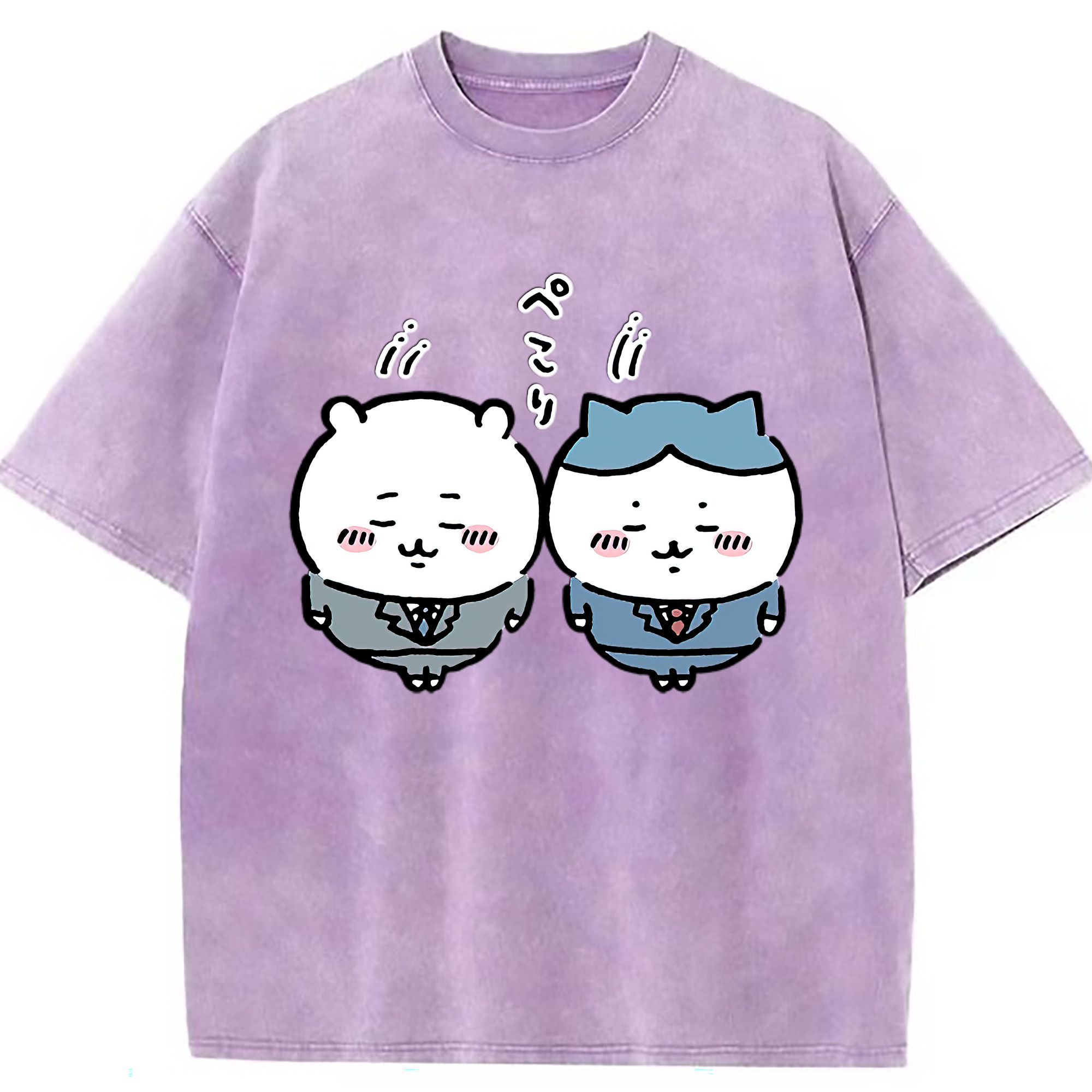 （画像用） ちいかわ ハチワレ Chii-kawa hachiware 綿100% ヴィンテージ風 半袖Tシャツ（フロントプリント）