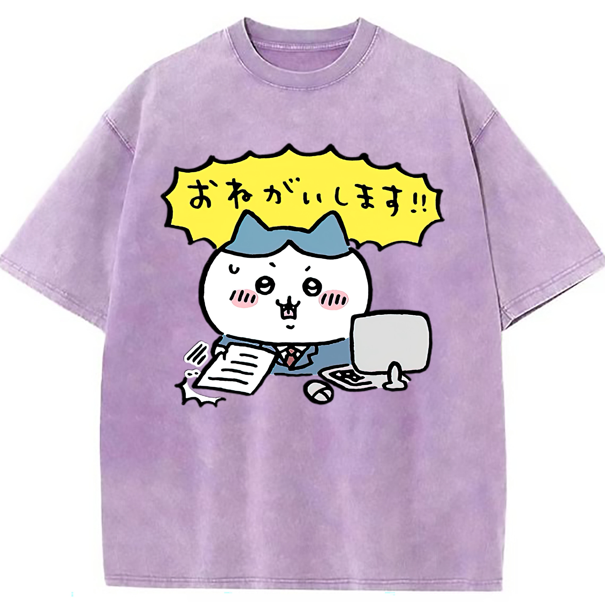 （画像用） ちいかわ ハチワレ Chii-kawa hachiware 綿100% ヴィンテージ風 半袖Tシャツ（フロントプリント）