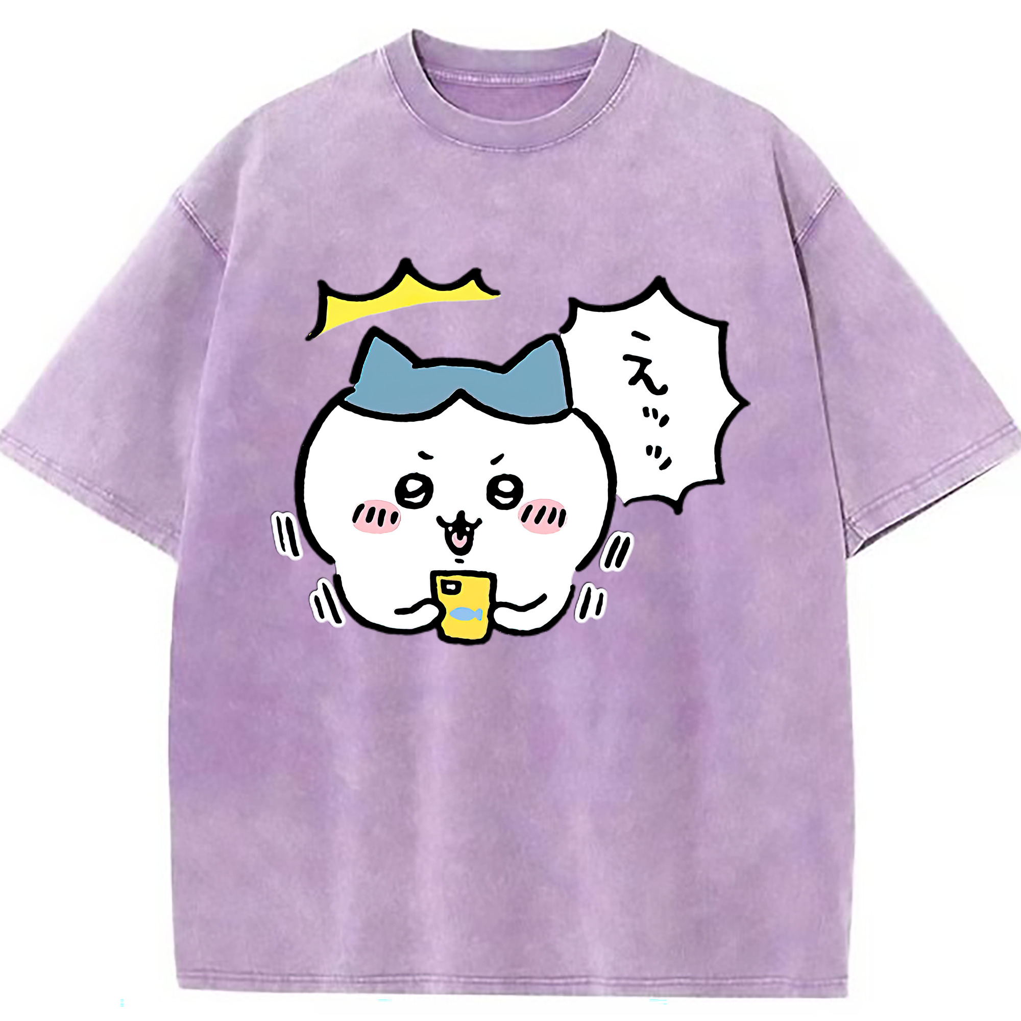 （画像用） ちいかわ ハチワレ Chii-kawa hachiware 綿100% ヴィンテージ風 半袖Tシャツ（フロントプリント）