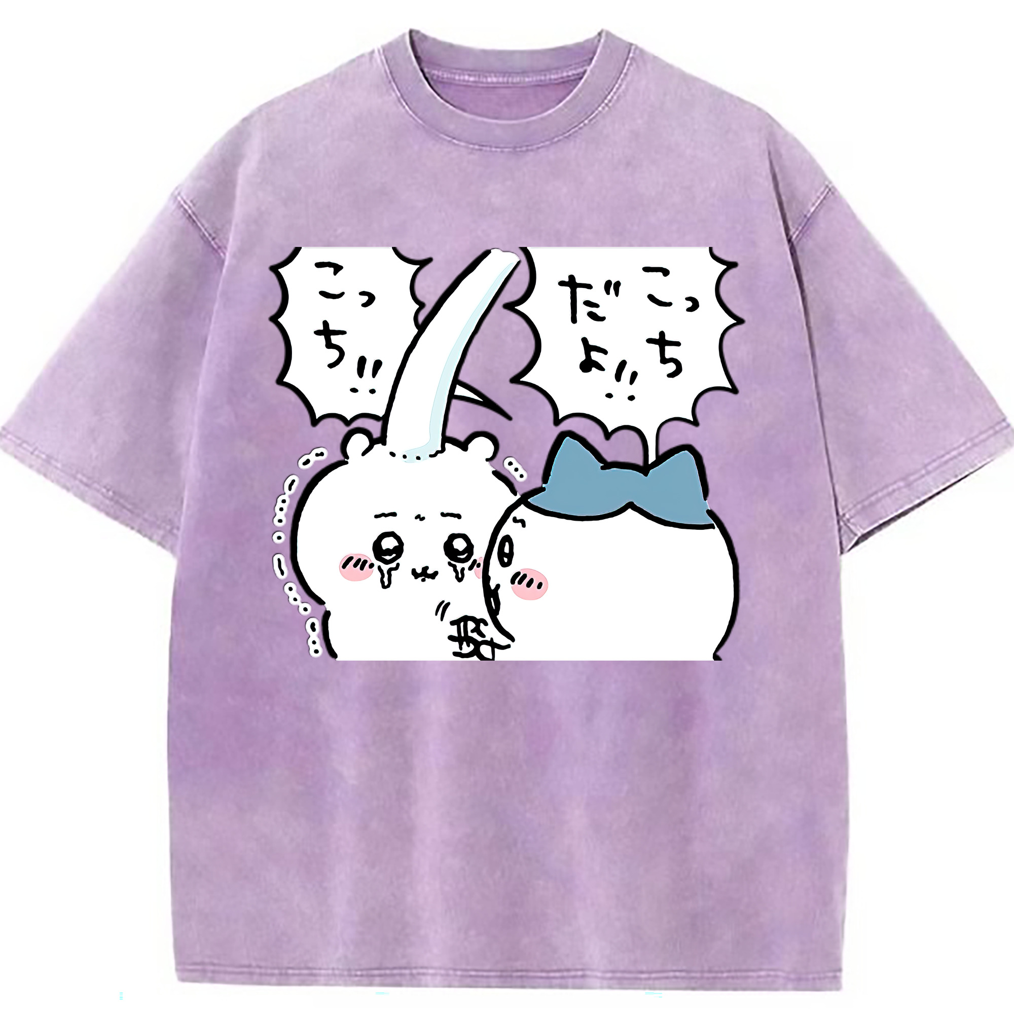 （画像用） ちいかわ ハチワレ Chii-kawa hachiware 綿100% ヴィンテージ風 半袖Tシャツ（フロントプリント）