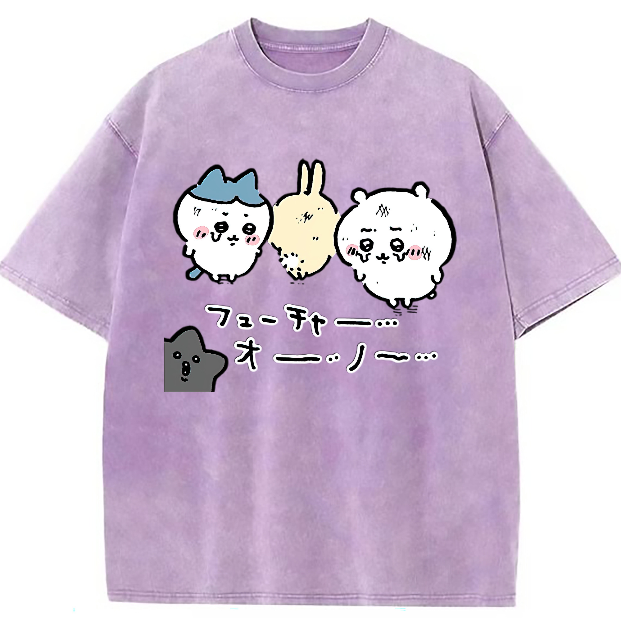 （画像用） ちいかわ ハチワレ Chii-kawa hachiware 綿100% ヴィンテージ風 半袖Tシャツ（フロントプリント）