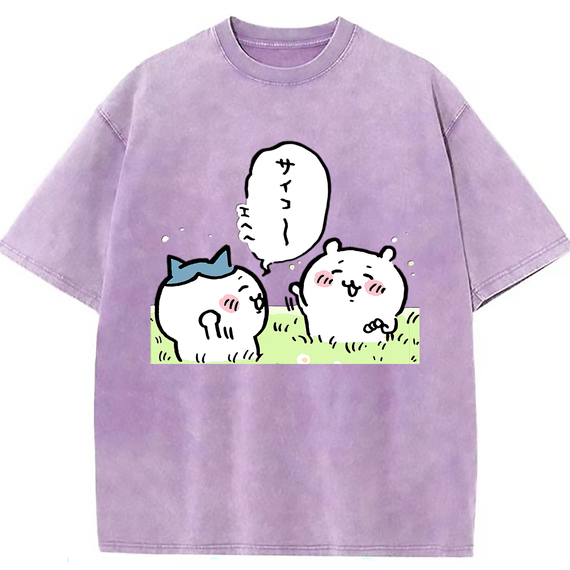 （画像用） ちいかわ ちいかわ Chii-kawa chiikawa 綿100% ヴィンテージ風 半袖Tシャツ（フロントプリント）