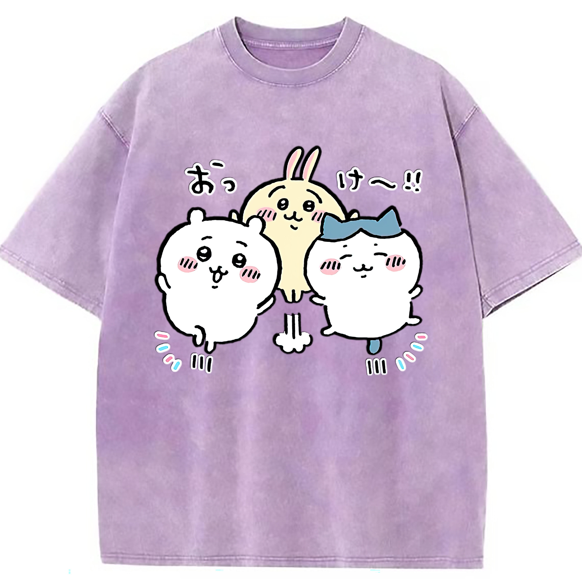 （画像用） ちいかわ ちいかわ Chii-kawa chiikawa 綿100% ヴィンテージ風 半袖Tシャツ（フロントプリント）