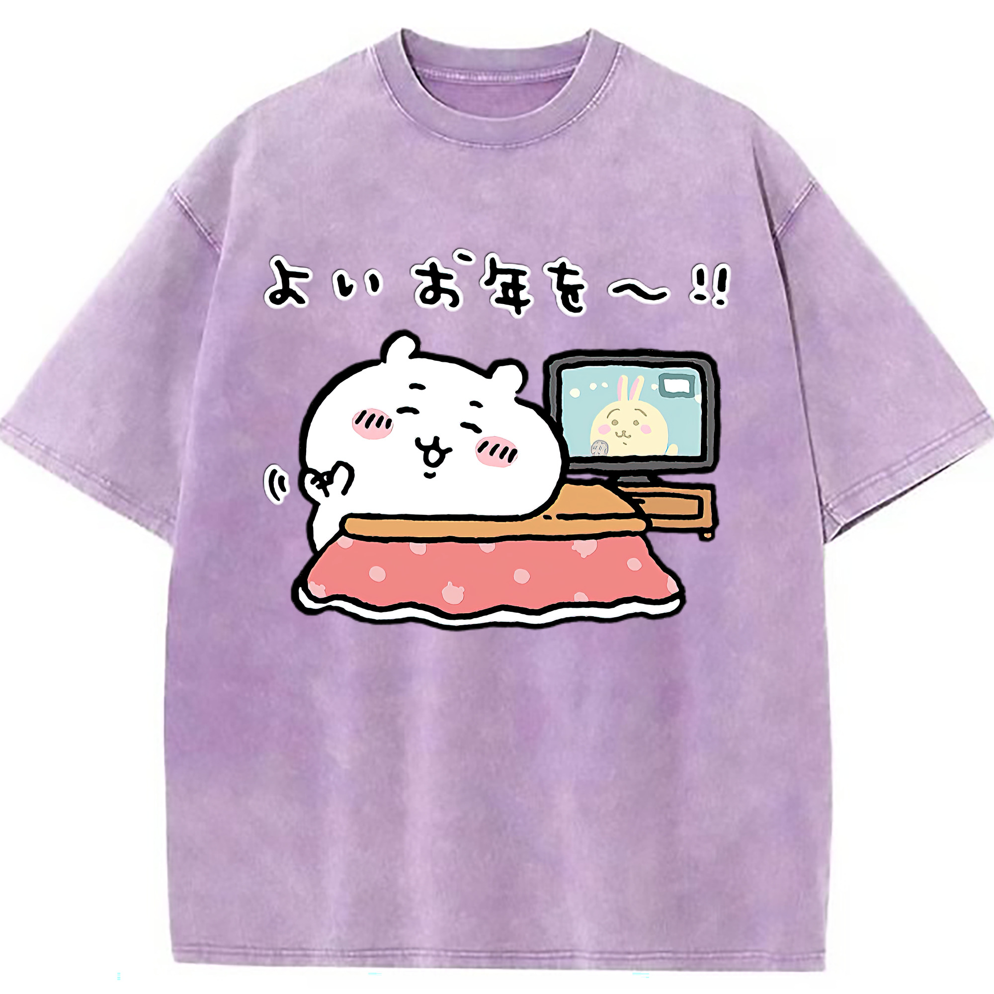 （画像用） ちいかわ ちいかわ Chii-kawa chiikawa 綿100% ヴィンテージ風 半袖Tシャツ（フロントプリント）