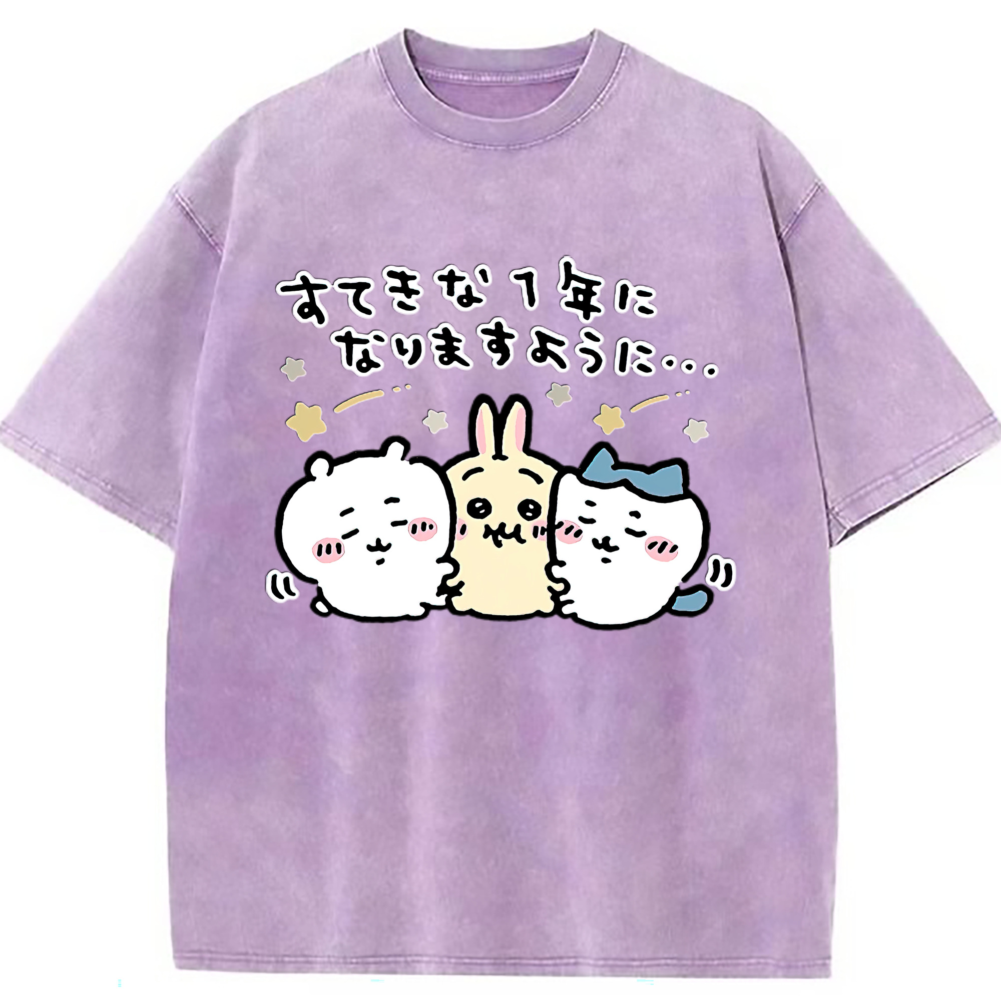 （画像用） ちいかわ ちいかわ Chii-kawa chiikawa 綿100% ヴィンテージ風 半袖Tシャツ（フロントプリント）