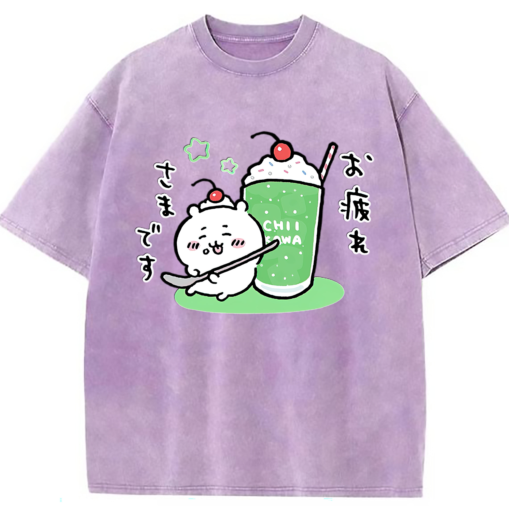 （画像用） ちいかわ ちいかわ Chii-kawa chiikawa 綿100% ヴィンテージ風 半袖Tシャツ（フロントプリント）