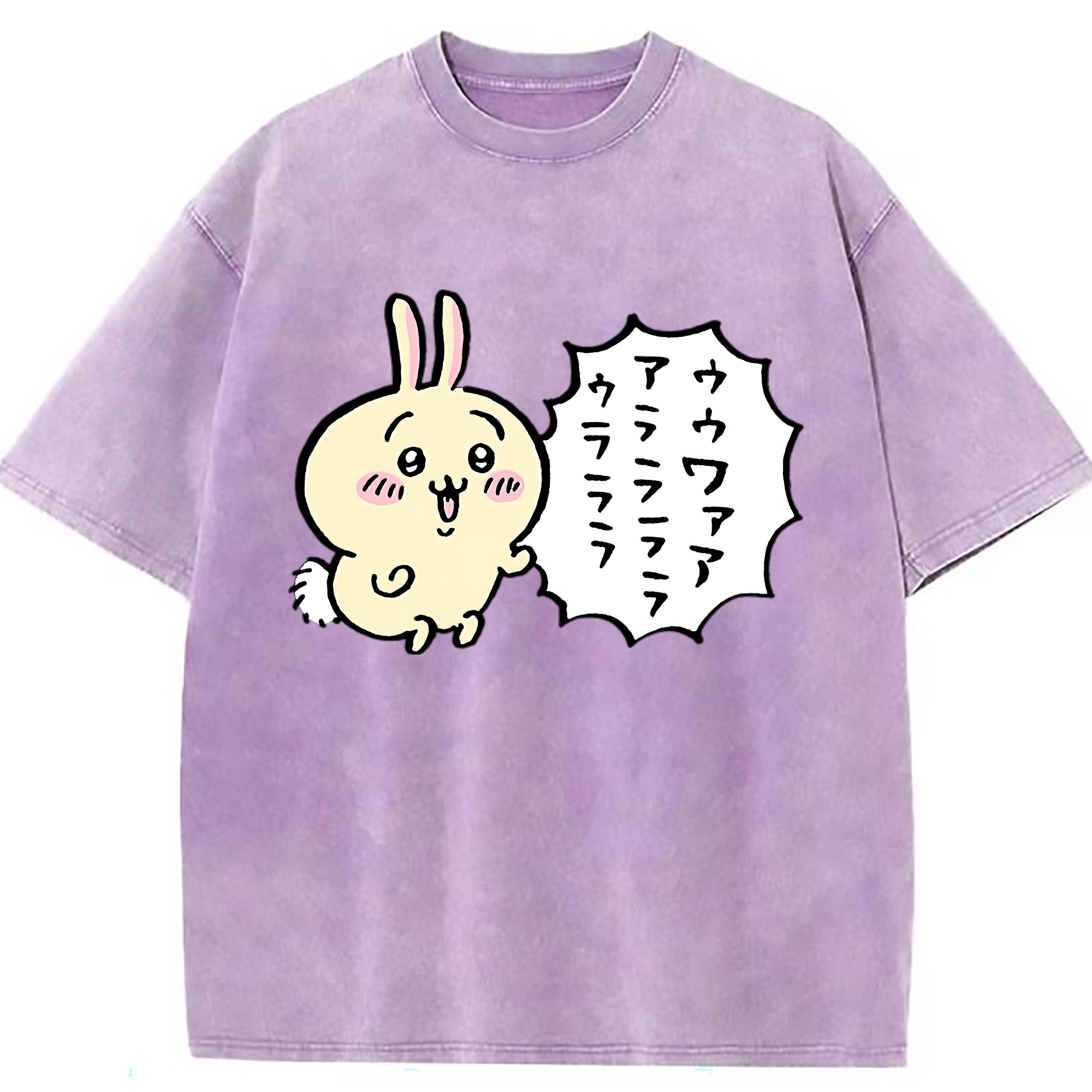 （画像用） ちいかわ うさぎ Chii-kawa usagi 綿100% ヴィンテージ風 半袖Tシャツ（フロントプリント）