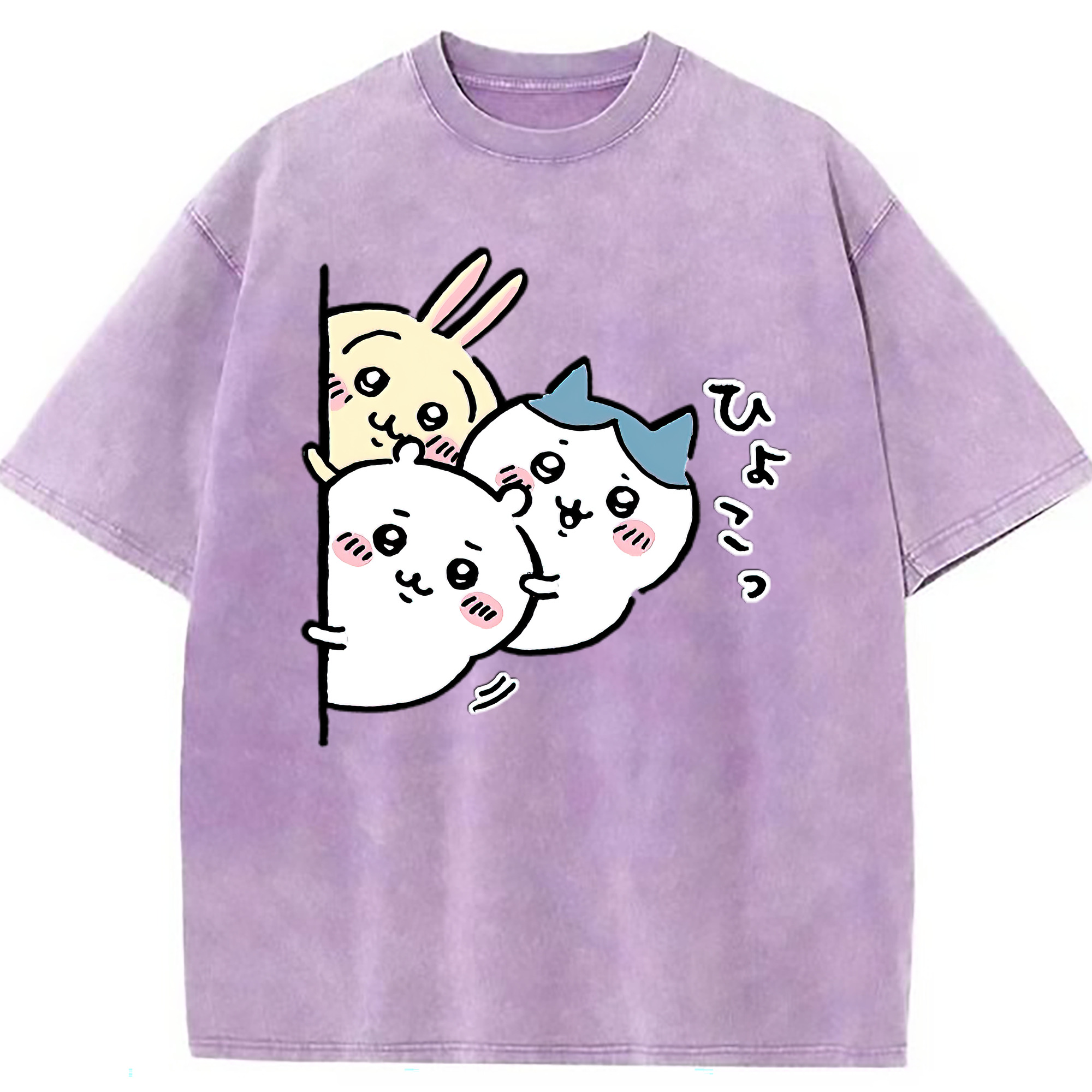 （画像用） ちいかわ うさぎ Chii-kawa usagi 綿100% ヴィンテージ風 半袖Tシャツ（フロントプリント）