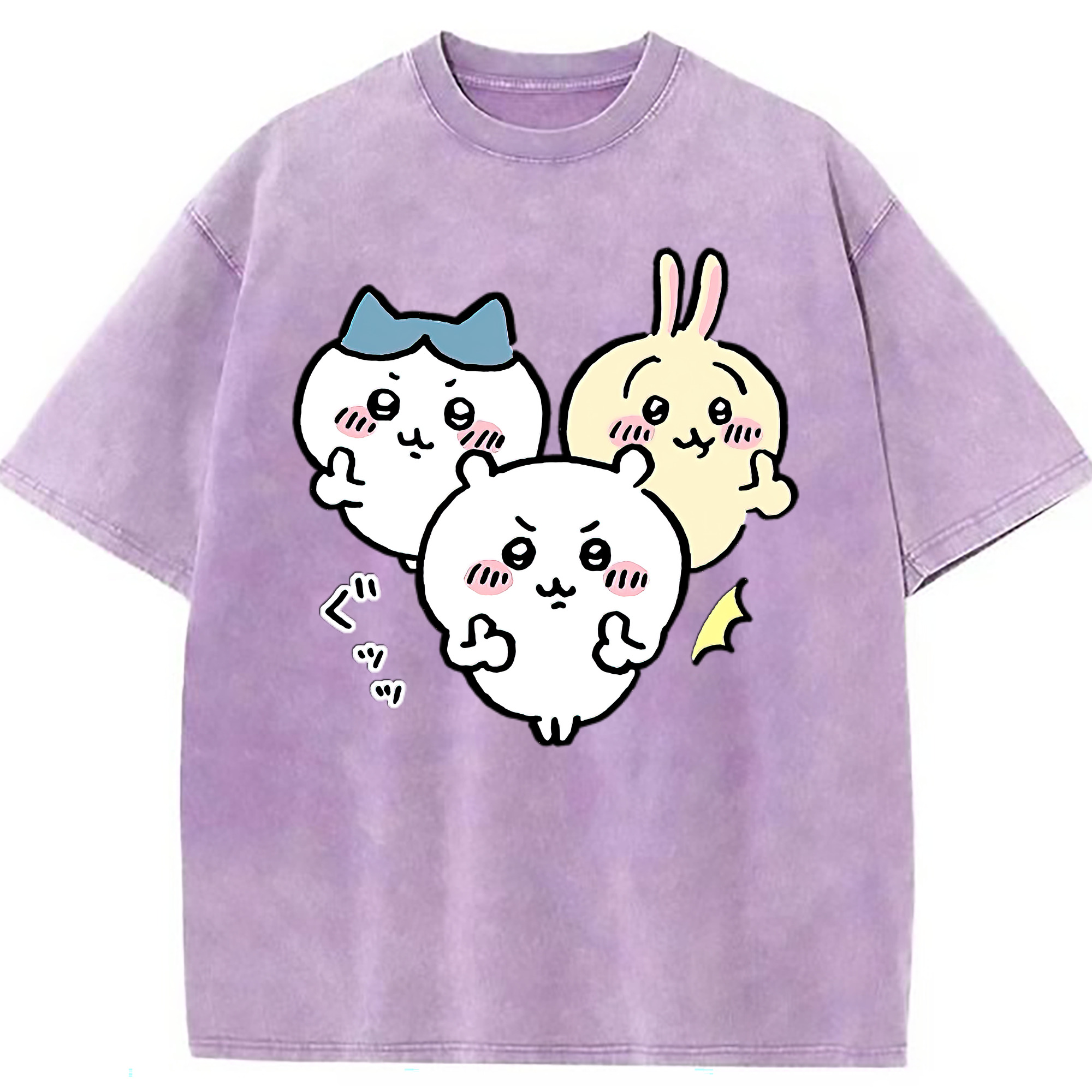 （画像用） ちいかわ うさぎ Chii-kawa usagi 綿100% ヴィンテージ風 半袖Tシャツ（フロントプリント）