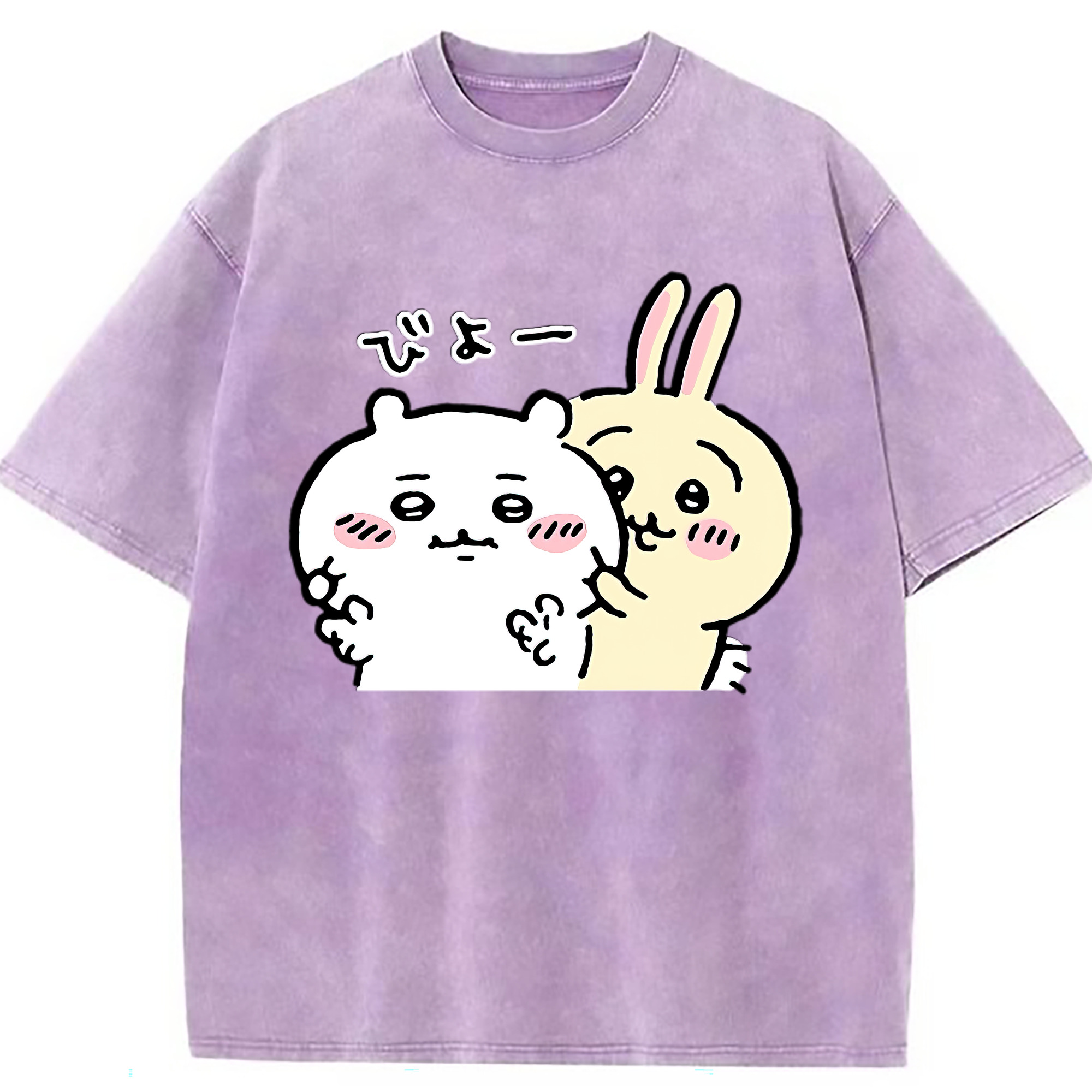 （画像用） ちいかわ うさぎ Chii-kawa usagi 綿100% ヴィンテージ風 半袖Tシャツ（フロントプリント）