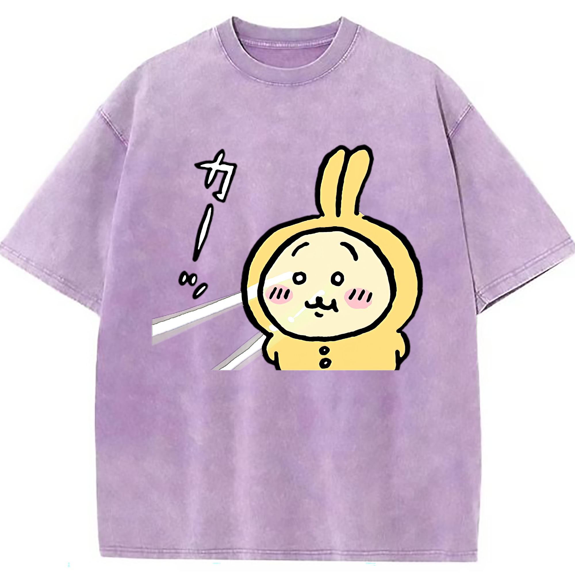 （画像用） ちいかわ うさぎ Chii-kawa usagi 綿100% ヴィンテージ風 半袖Tシャツ（フロントプリント）