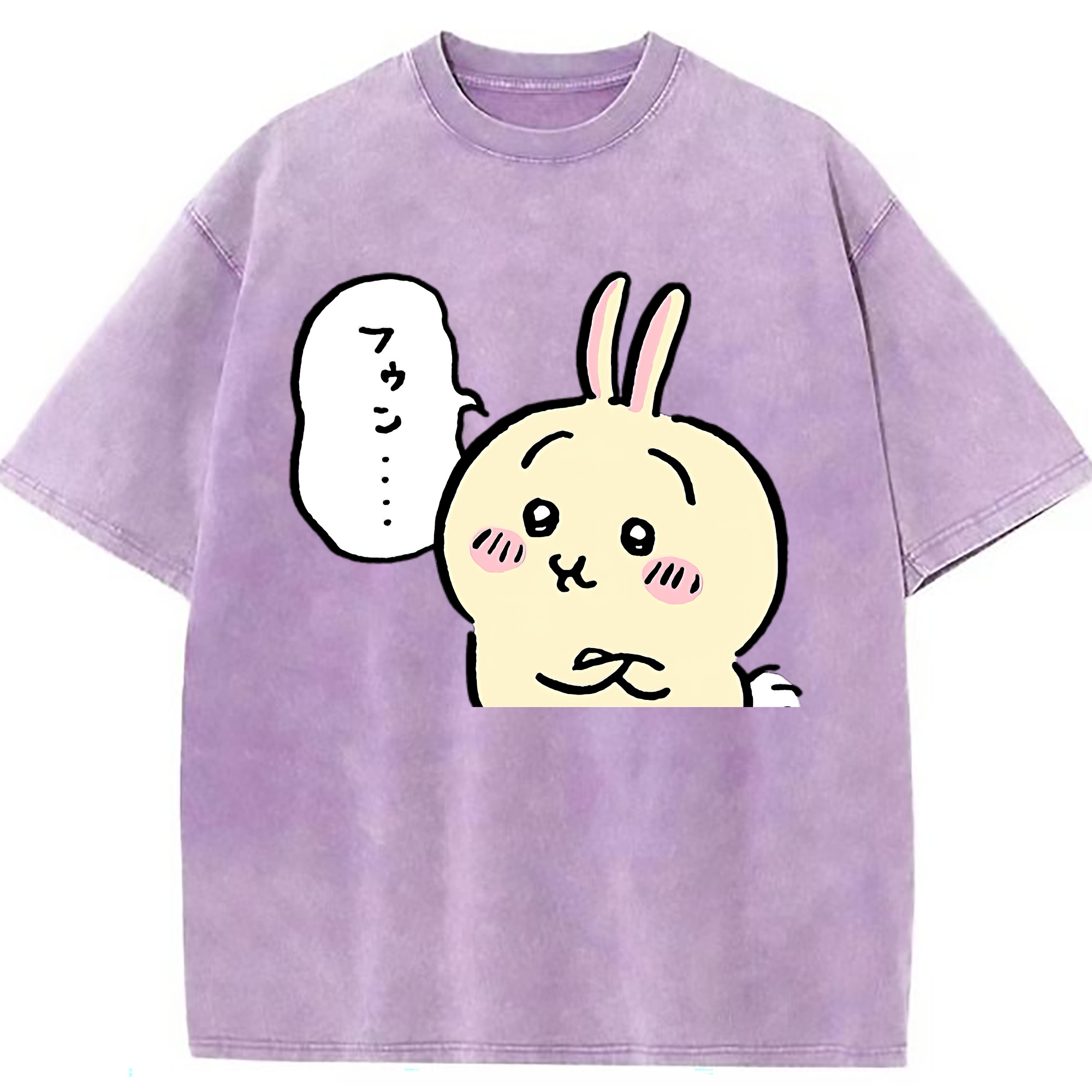 （画像用） ちいかわ うさぎ Chii-kawa usagi 綿100% ヴィンテージ風 半袖Tシャツ（フロントプリント）
