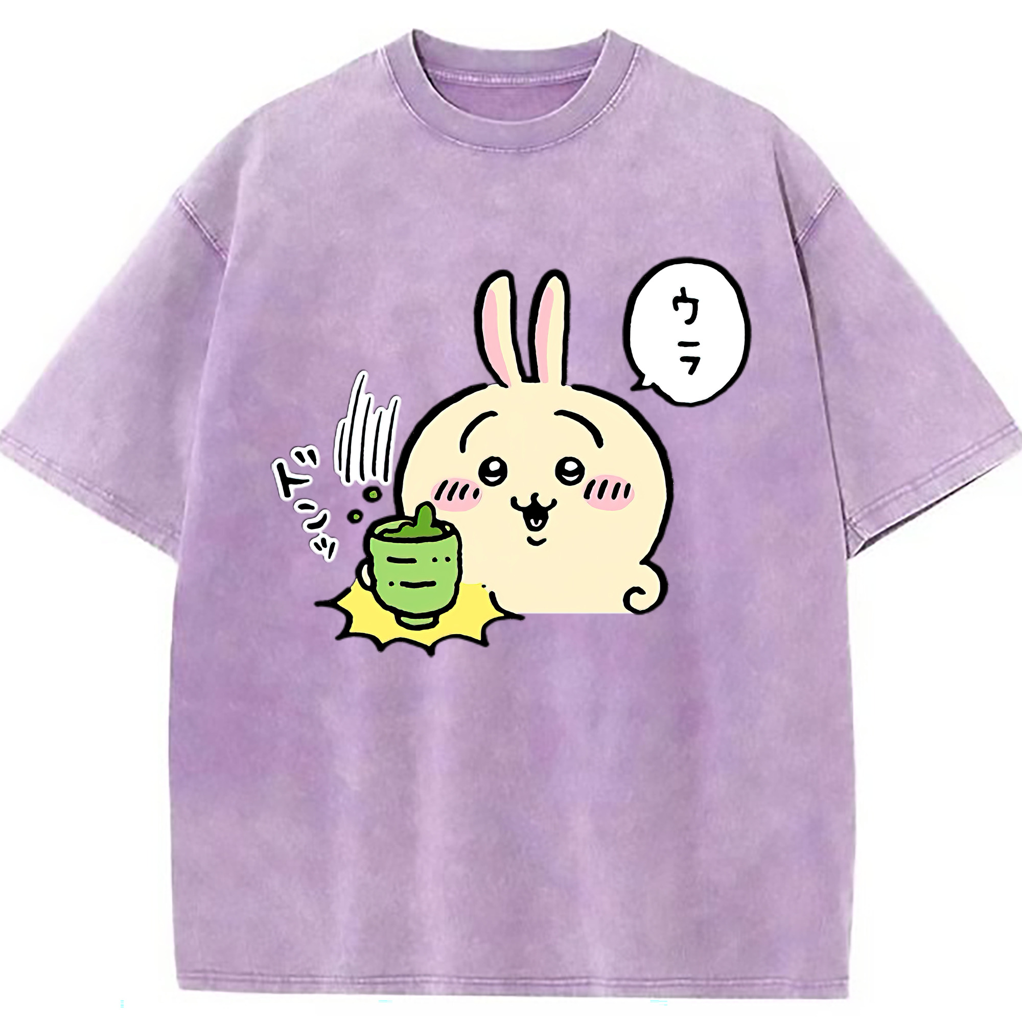 （画像用） ちいかわ うさぎ Chii-kawa usagi 綿100% ヴィンテージ風 半袖Tシャツ（フロントプリント）