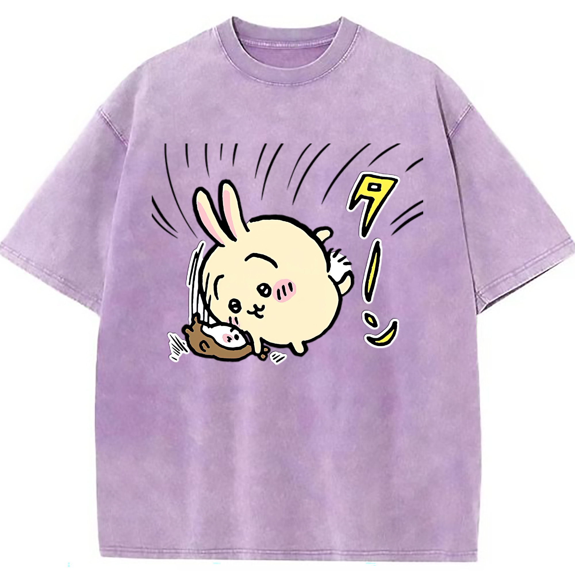 （画像用） ちいかわ うさぎ Chii-kawa usagi 綿100% ヴィンテージ風 半袖Tシャツ（フロントプリント）