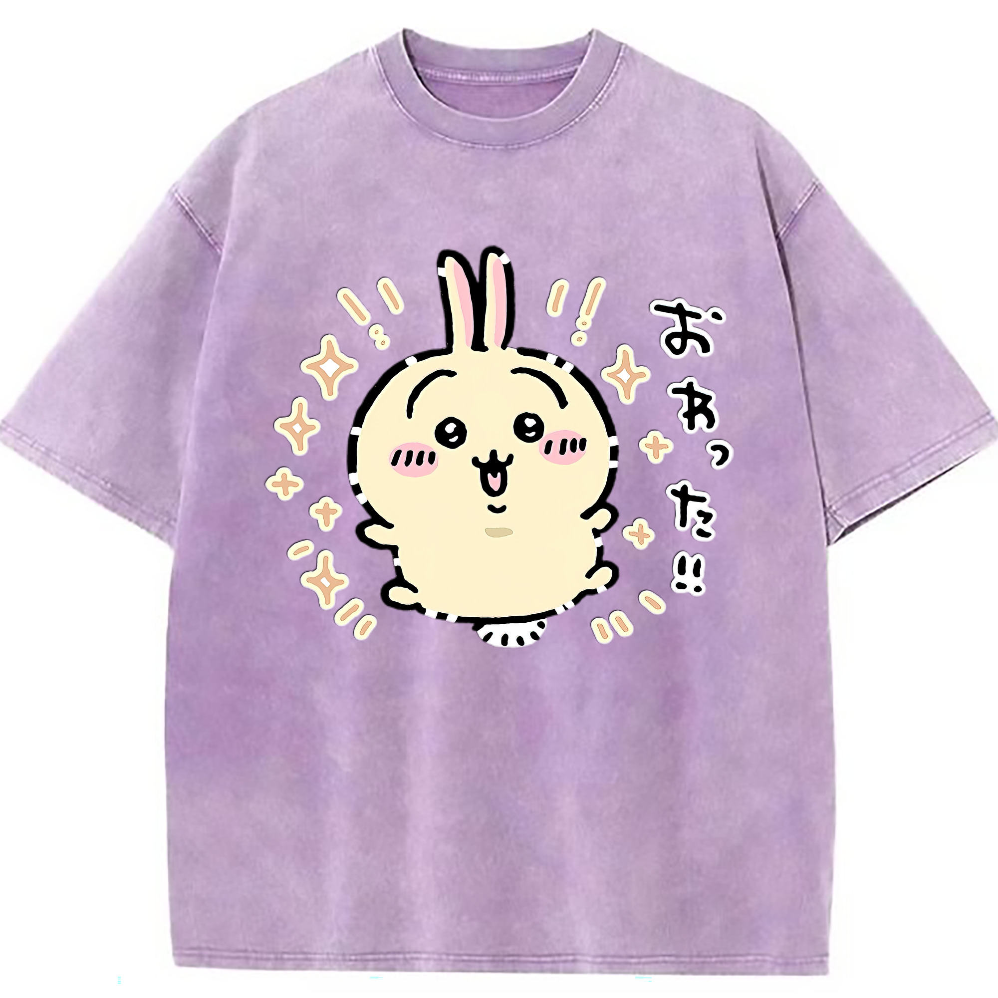 （画像用） ちいかわ うさぎ Chii-kawa usagi 綿100% ヴィンテージ風 半袖Tシャツ（フロントプリント）