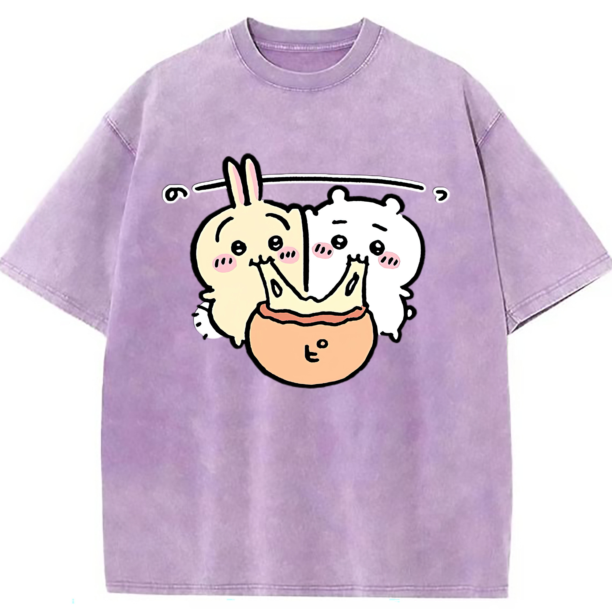 （画像用） ちいかわ うさぎ Chii-kawa usagi 綿100% ヴィンテージ風 半袖Tシャツ（フロントプリント）