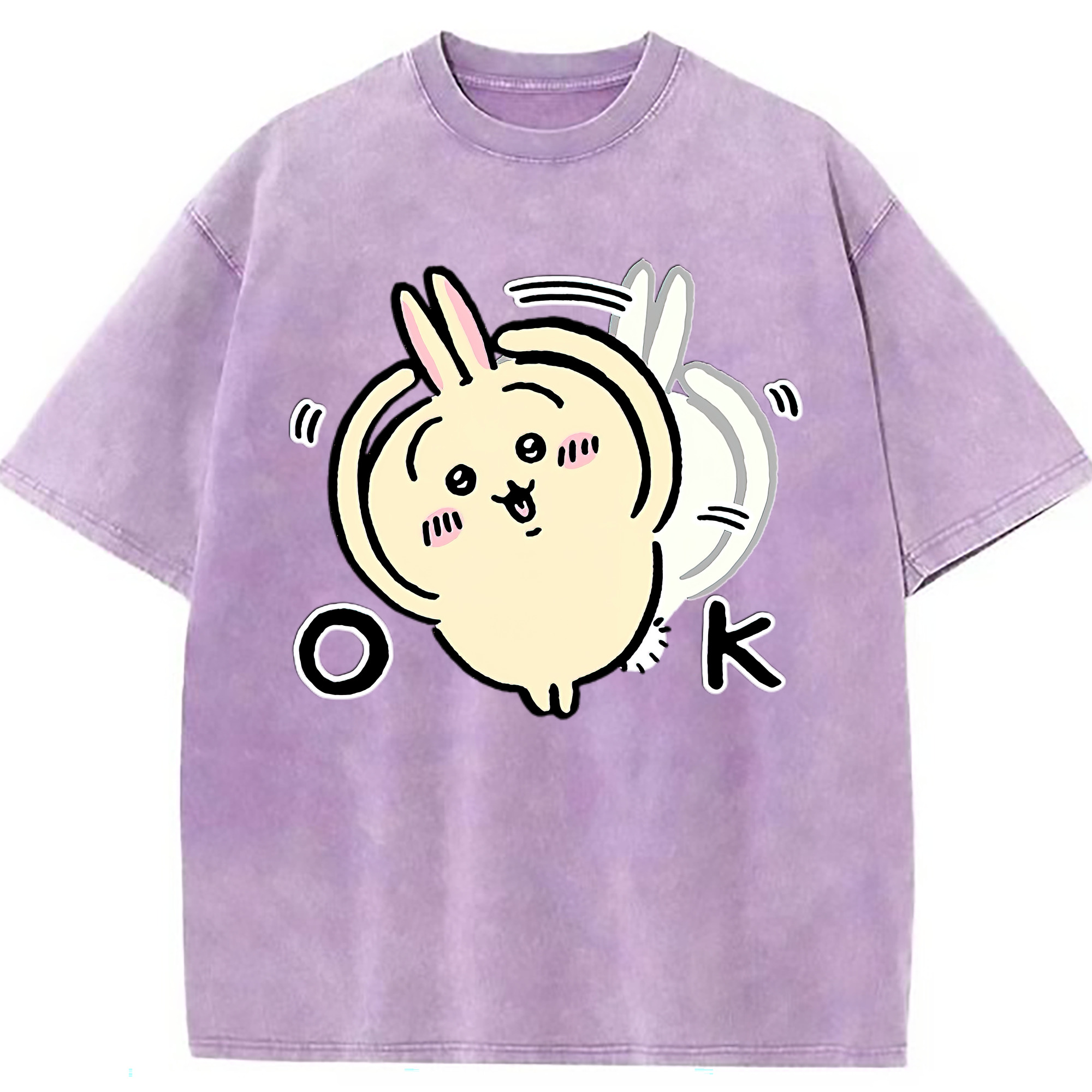 （画像用） ちいかわ うさぎ Chii-kawa usagi 綿100% ヴィンテージ風 半袖Tシャツ（フロントプリント）