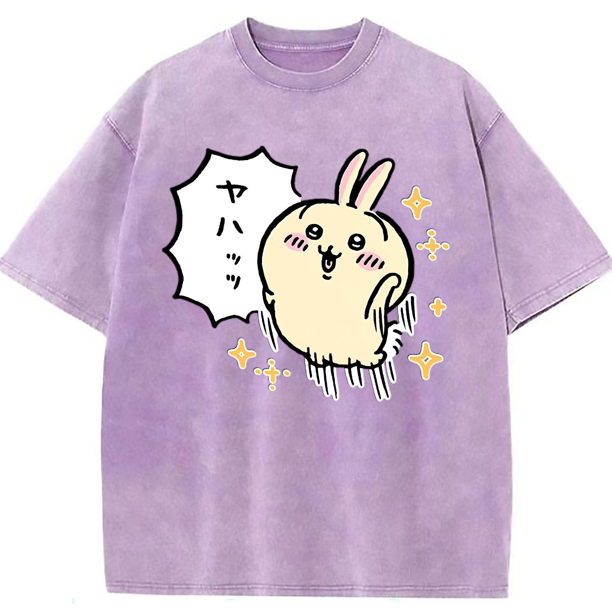 （画像用） ちいかわ うさぎ Chii-kawa usagi 綿100% ヴィンテージ風 半袖Tシャツ（フロントプリント）
