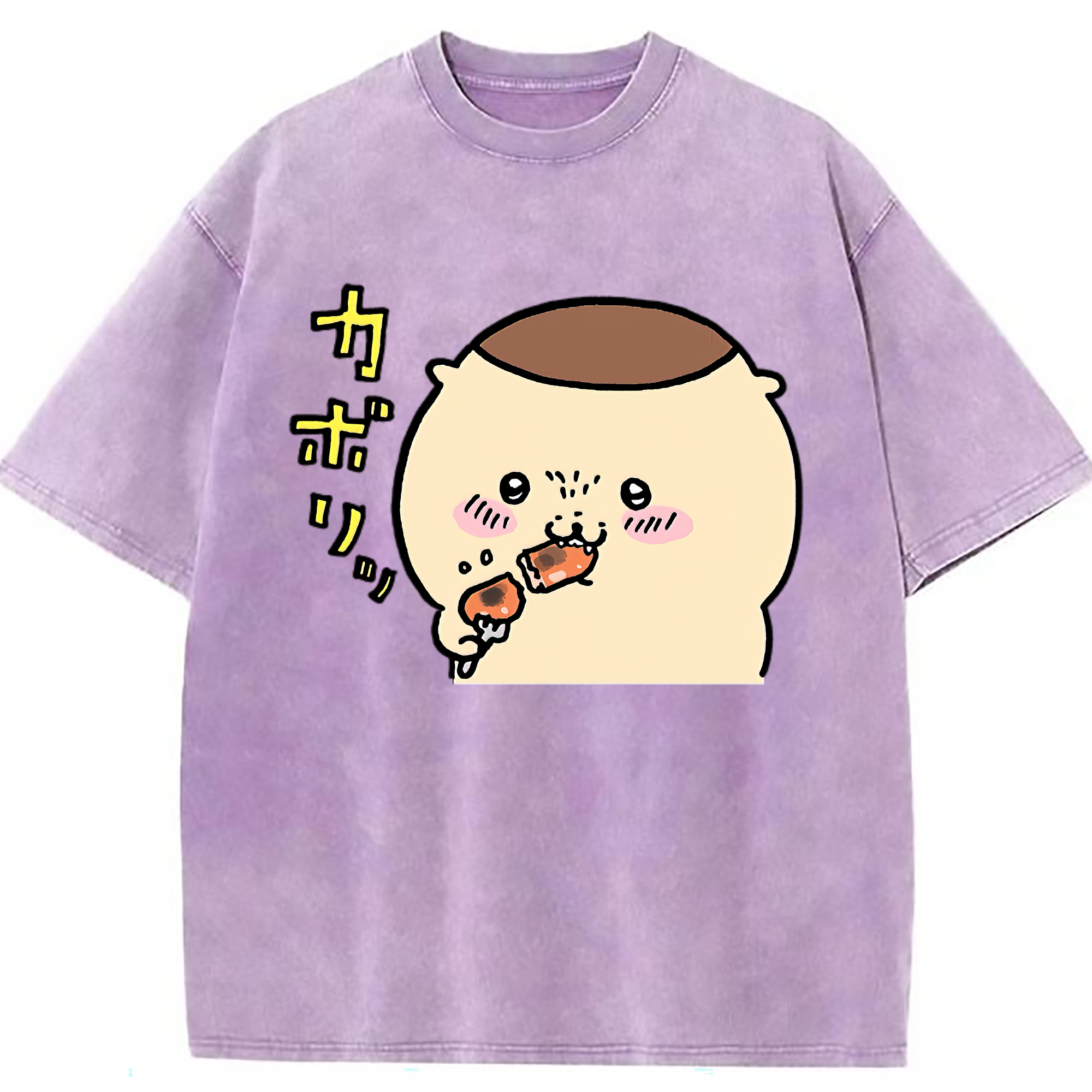 （画像用） ちいかわ くりまんじゅう Chii-kawa kuri manjū 綿100% ヴィンテージ風 半袖Tシャツ（フロントプリント）