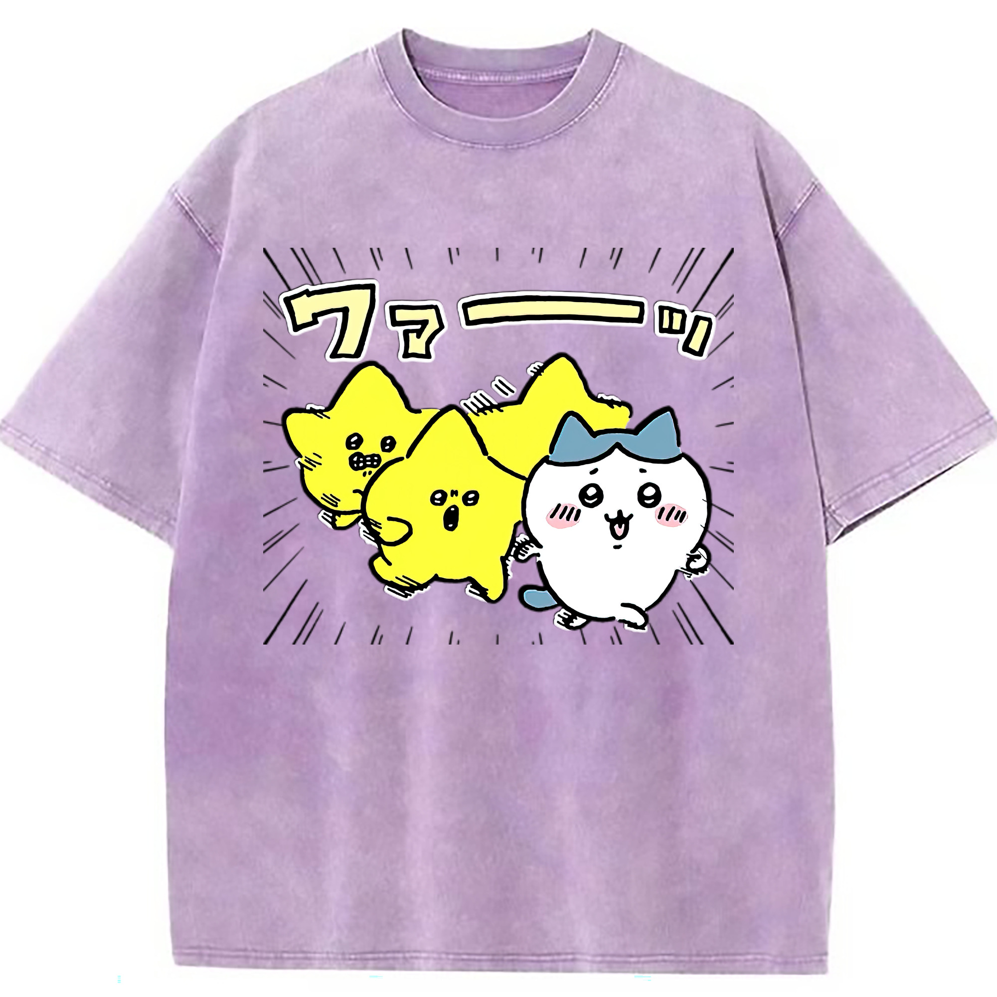 （画像用） ちいかわ 流れ星 Chii-kawa Shooting star 綿100% ヴィンテージ風 半袖Tシャツ（フロントプリント）