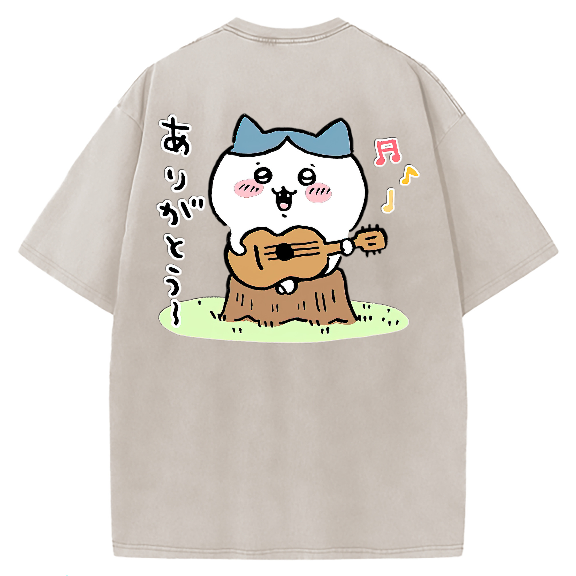 （画像用） ちいかわ ハチワレ Chii-kawa hachiware 綿100% ヴィンテージ風 半袖Tシャツ（背面プリント）