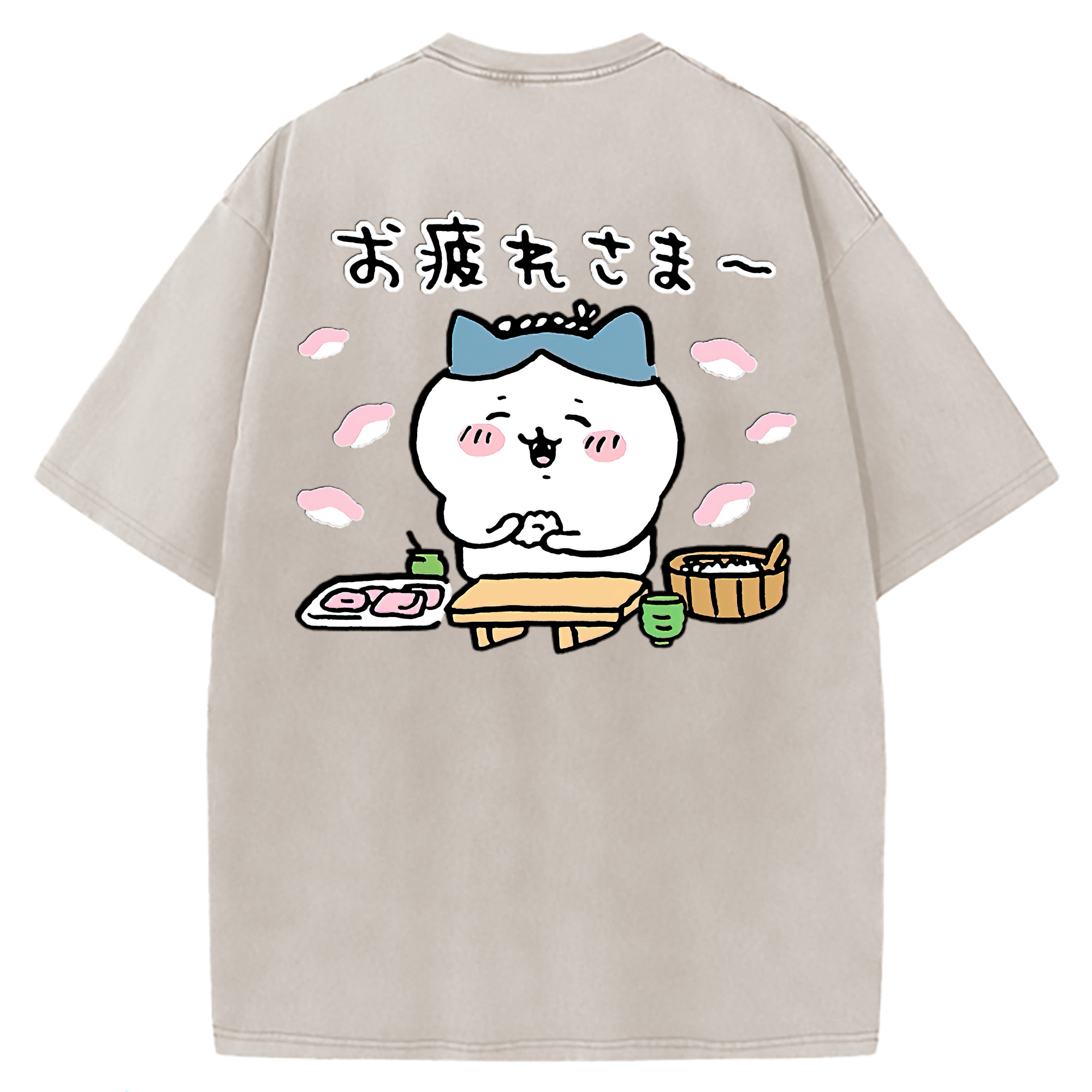 （画像用） ちいかわ ハチワレ Chii-kawa hachiware 綿100% ヴィンテージ風 半袖Tシャツ（背面プリント）