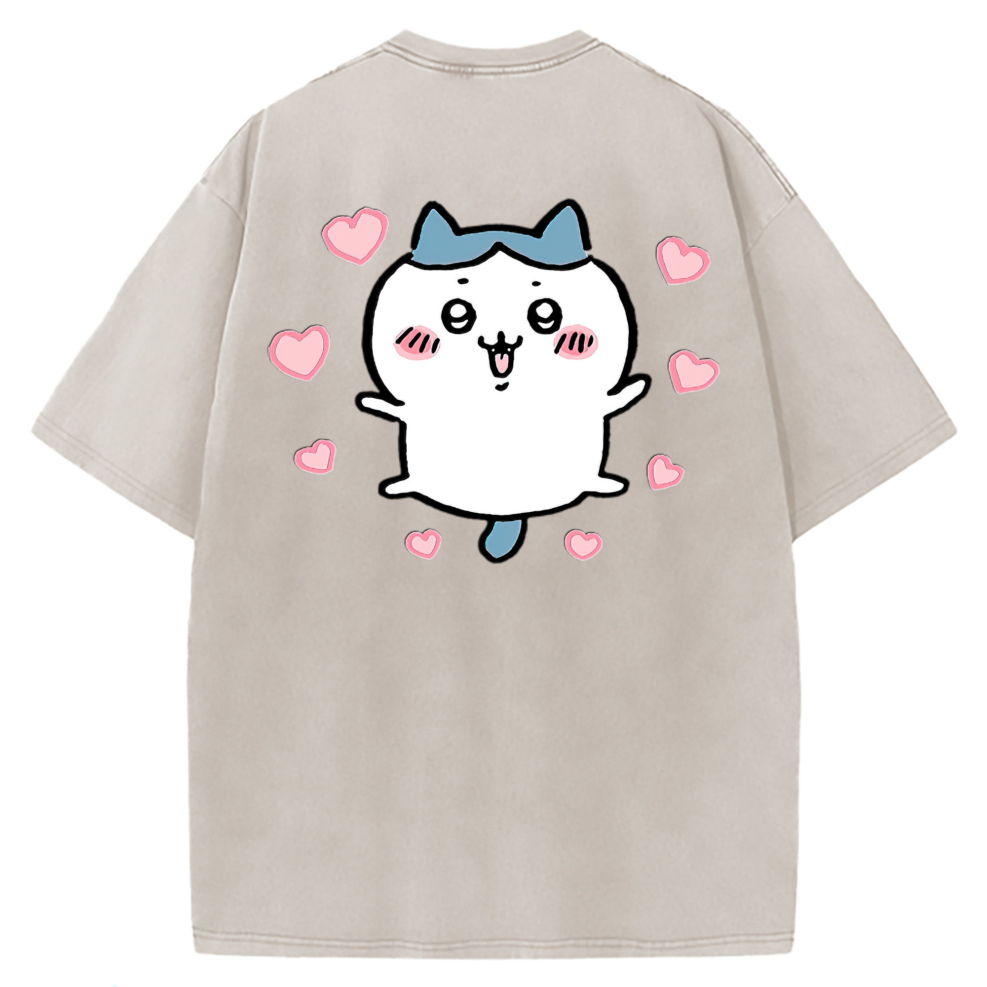 （画像用） ちいかわ ハチワレ Chii-kawa hachiware 綿100% ヴィンテージ風 半袖Tシャツ（背面プリント）