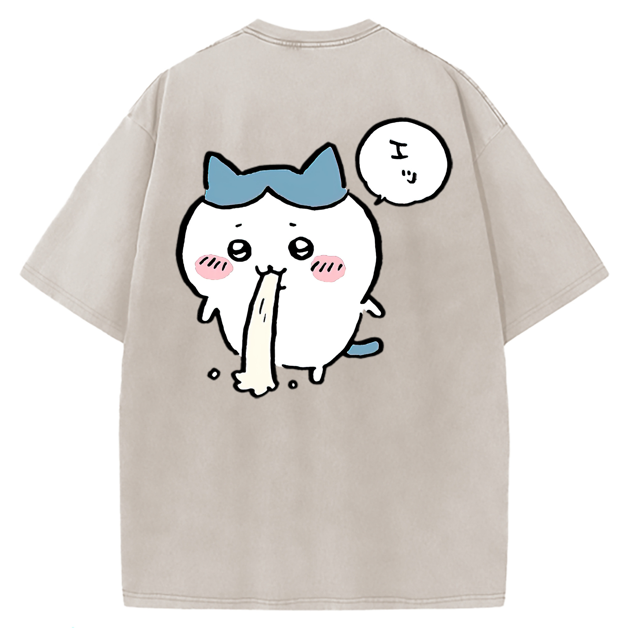 （画像用） ちいかわ ハチワレ Chii-kawa hachiware 綿100% ヴィンテージ風 半袖Tシャツ（背面プリント）