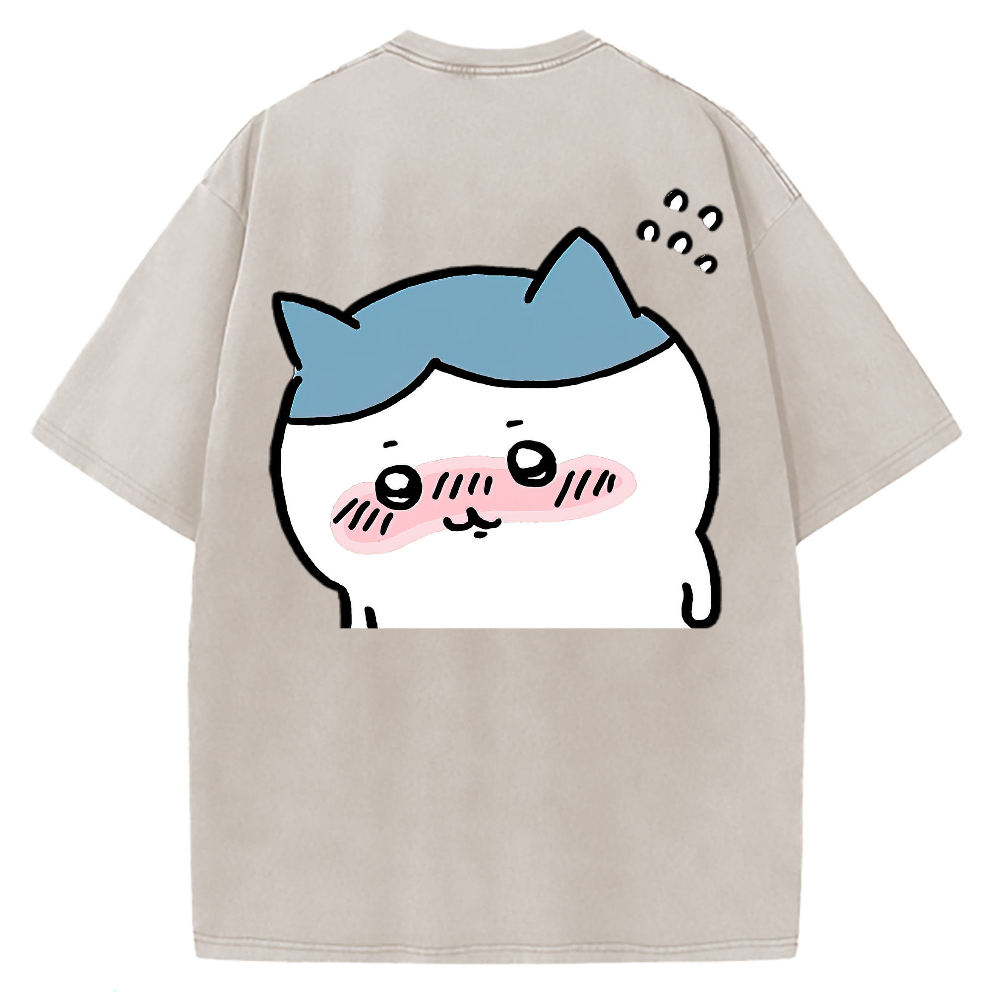 （画像用） ちいかわ ハチワレ Chii-kawa hachiware 綿100% ヴィンテージ風 半袖Tシャツ（背面プリント）