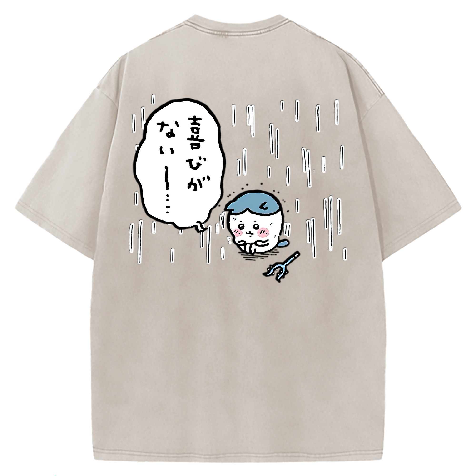 （画像用） ちいかわ ハチワレ Chii-kawa hachiware 綿100% ヴィンテージ風 半袖Tシャツ（背面プリント）