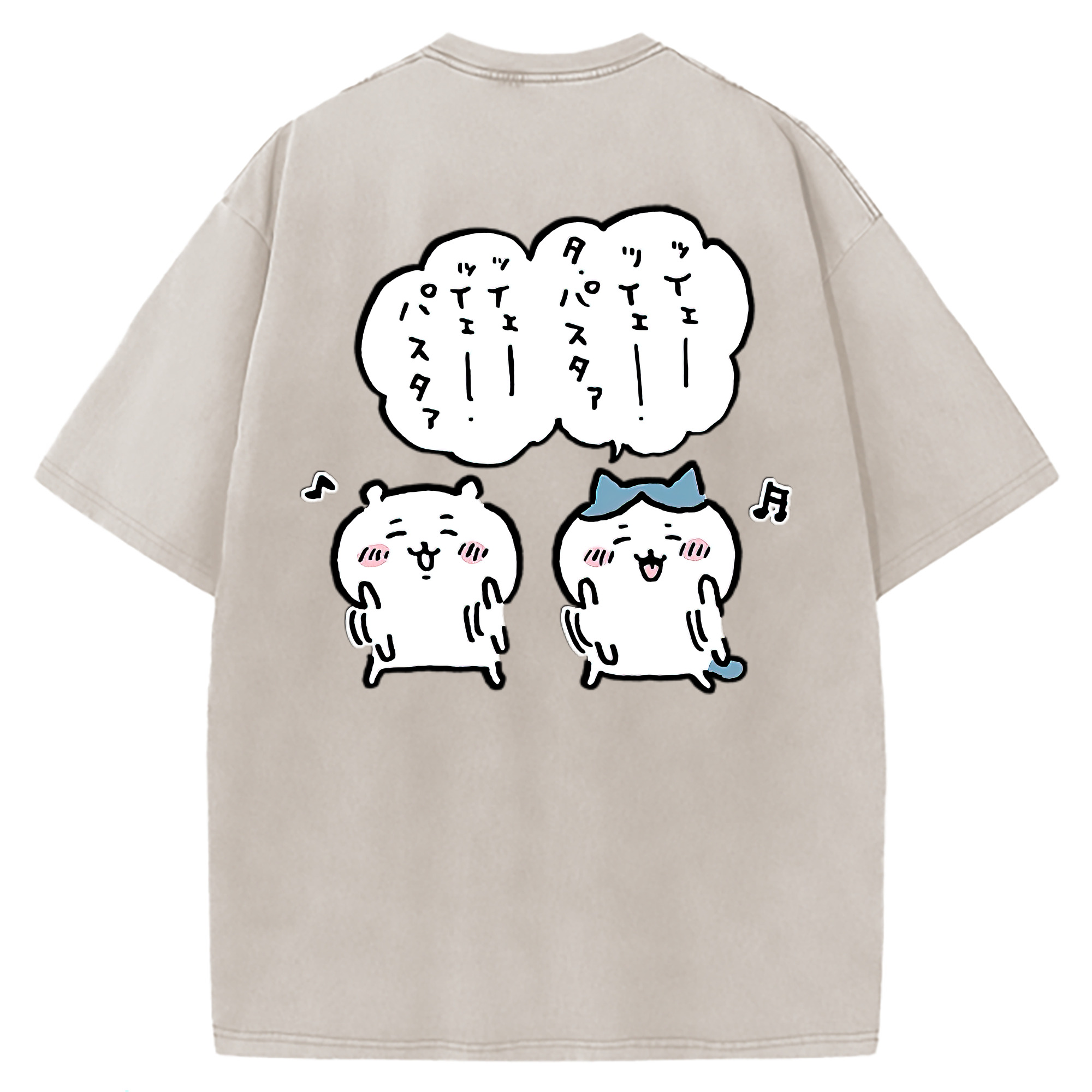 （画像用） ちいかわ ハチワレ Chii-kawa hachiware 綿100% ヴィンテージ風 半袖Tシャツ（背面プリント）