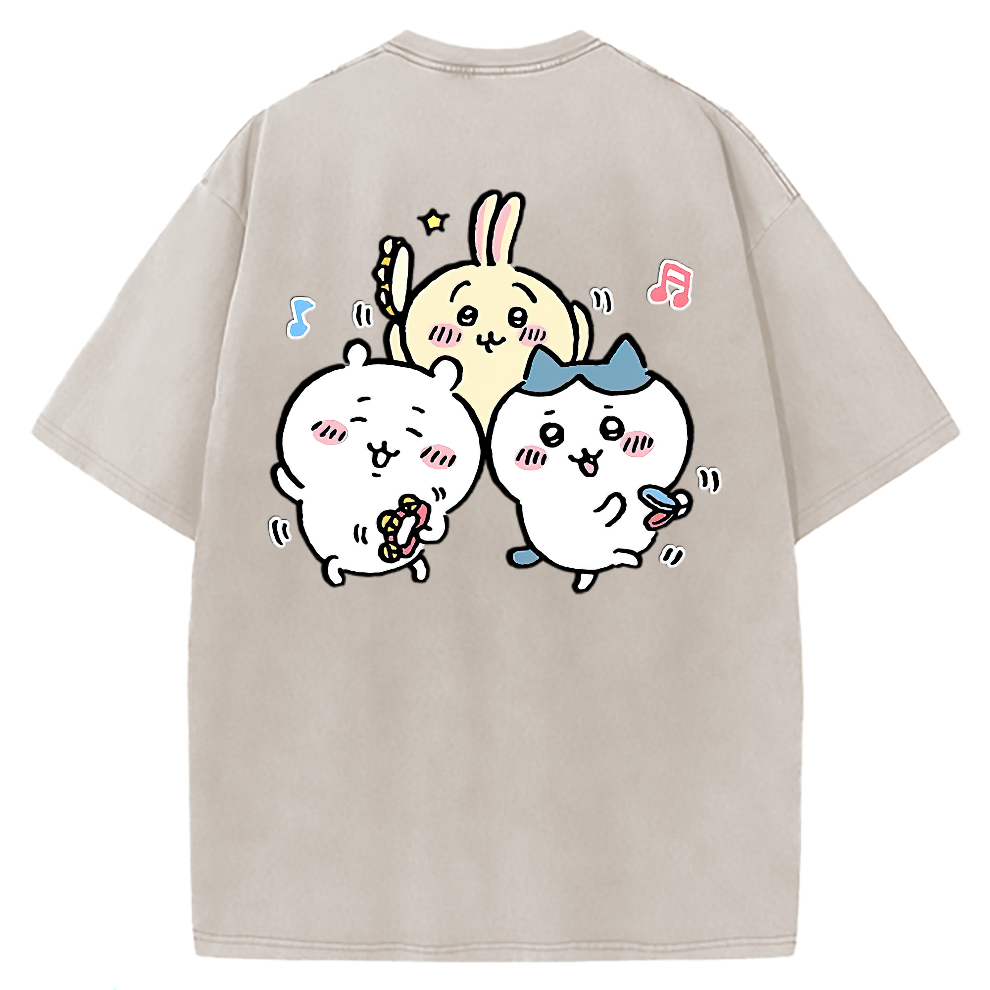（画像用） ちいかわ ハチワレ Chii-kawa hachiware 綿100% ヴィンテージ風 半袖Tシャツ（背面プリント）