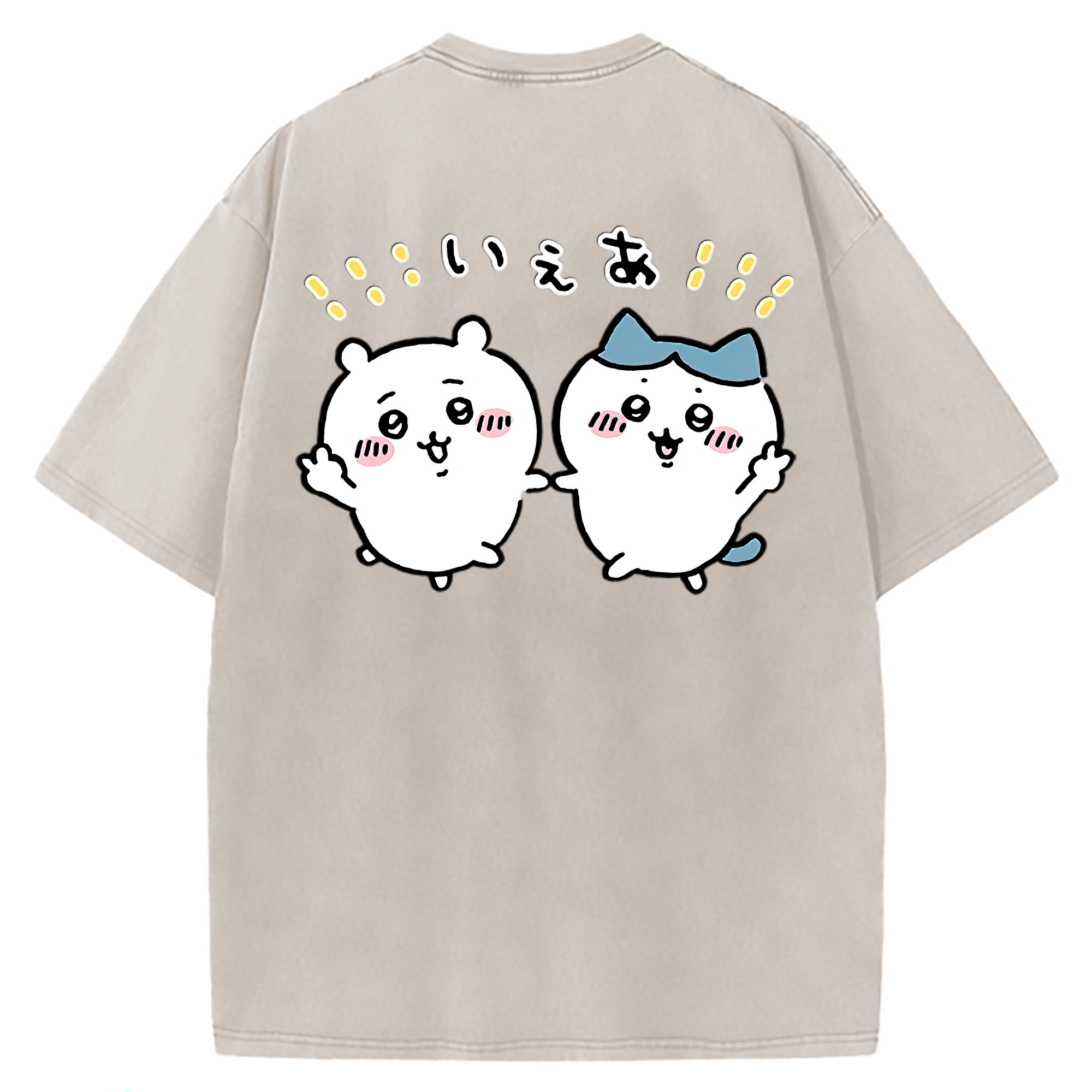 （画像用） ちいかわ ハチワレ Chii-kawa hachiware 綿100% ヴィンテージ風 半袖Tシャツ（背面プリント）