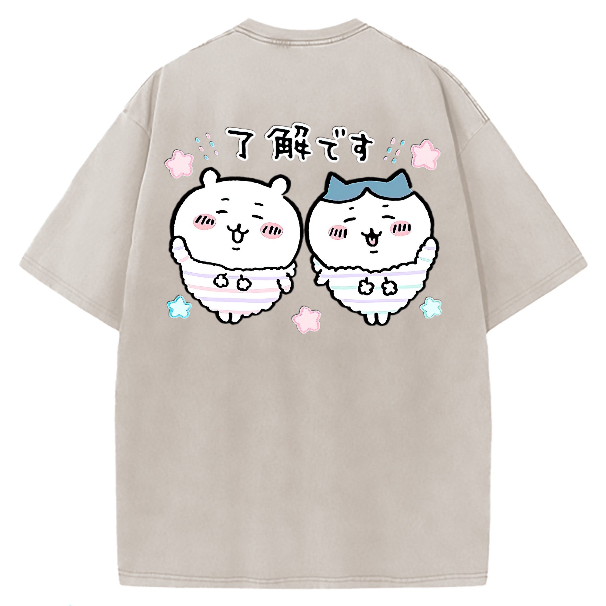（画像用） ちいかわ ハチワレ Chii-kawa hachiware 綿100% ヴィンテージ風 半袖Tシャツ（背面プリント）