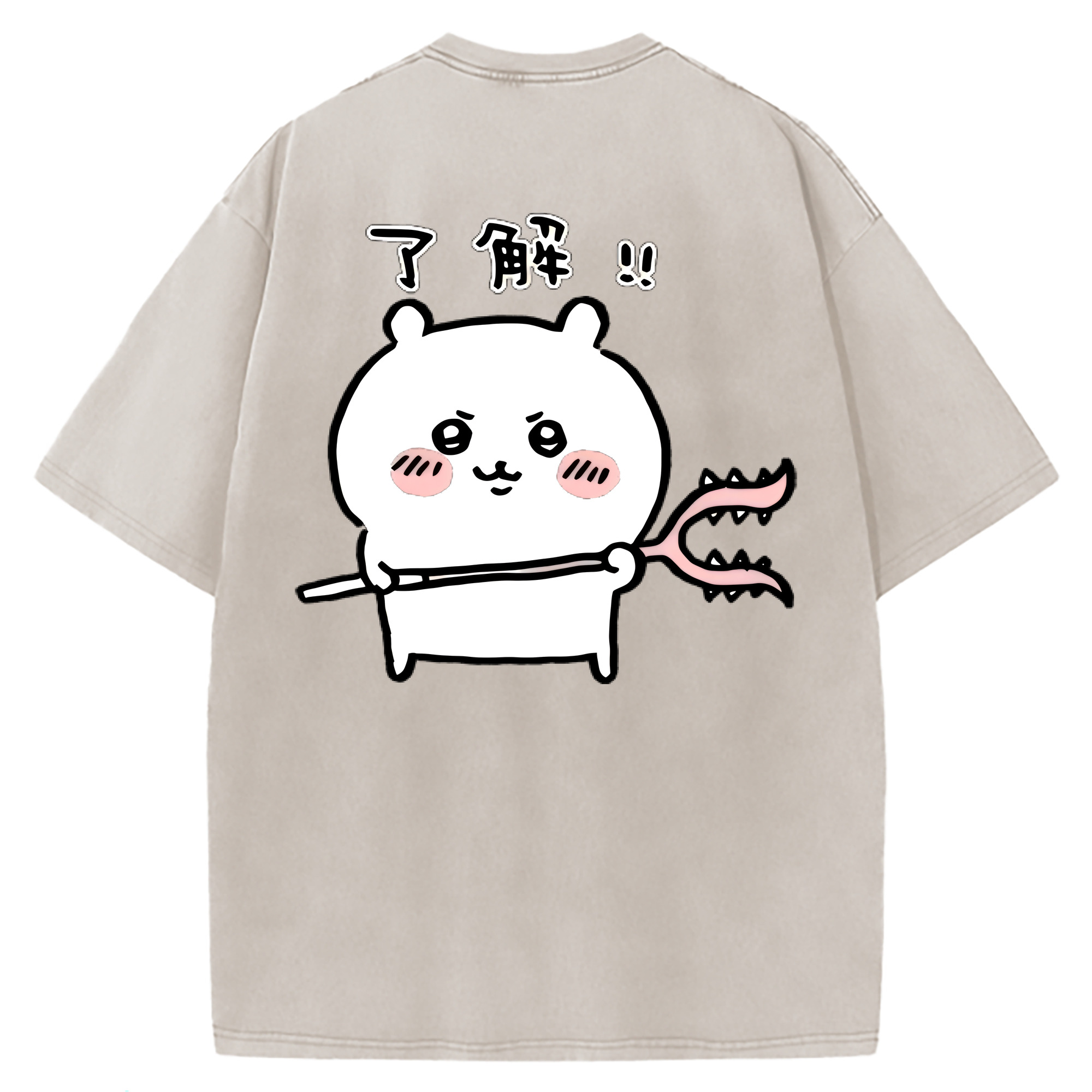 （画像用） ちいかわ ちいかわ Chii-kawa chiikawa 綿100% ヴィンテージ風 半袖Tシャツ（背面プリント）