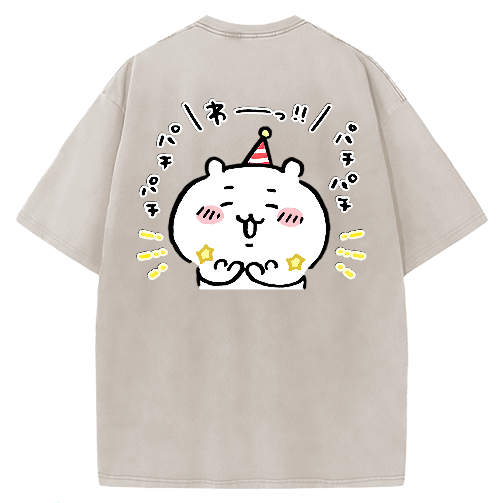（画像用） ちいかわ ちいかわ Chii-kawa chiikawa 綿100% ヴィンテージ風 半袖Tシャツ（背面プリント）