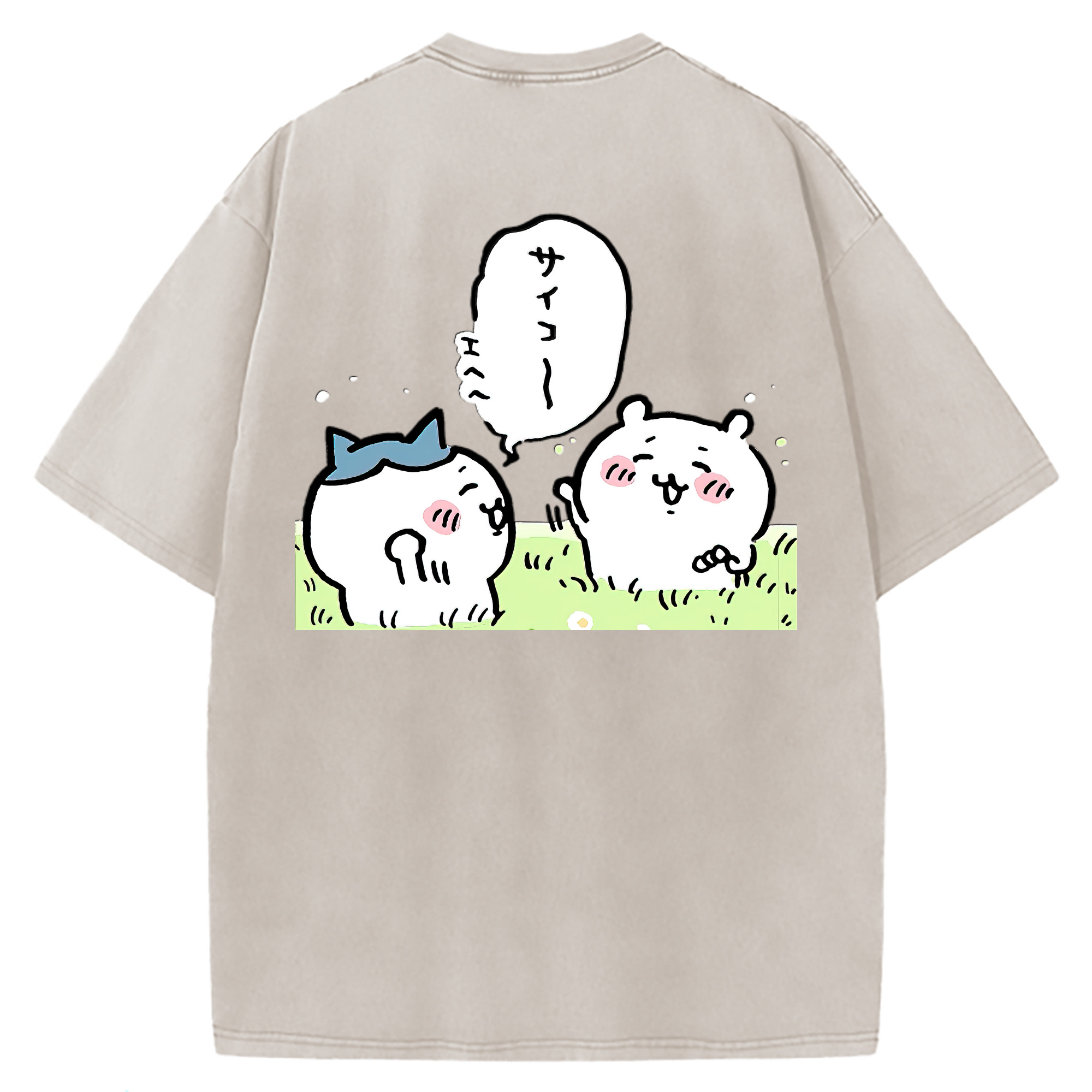 （画像用） ちいかわ ちいかわ Chii-kawa chiikawa 綿100% ヴィンテージ風 半袖Tシャツ（背面プリント）