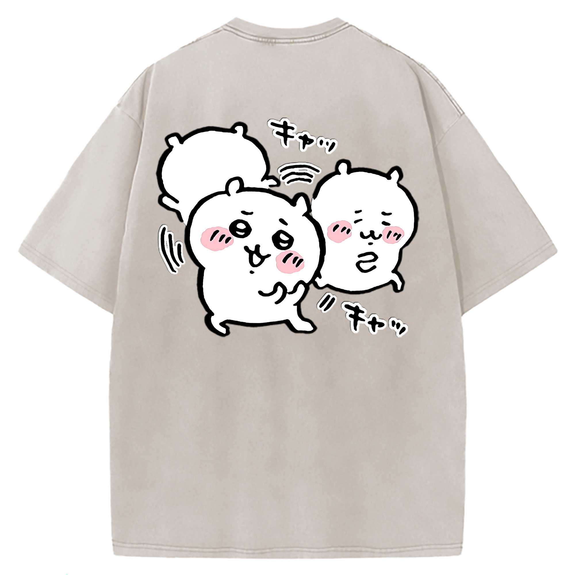 （画像用） ちいかわ ちいかわ Chii-kawa chiikawa 綿100% ヴィンテージ風 半袖Tシャツ（背面プリント）