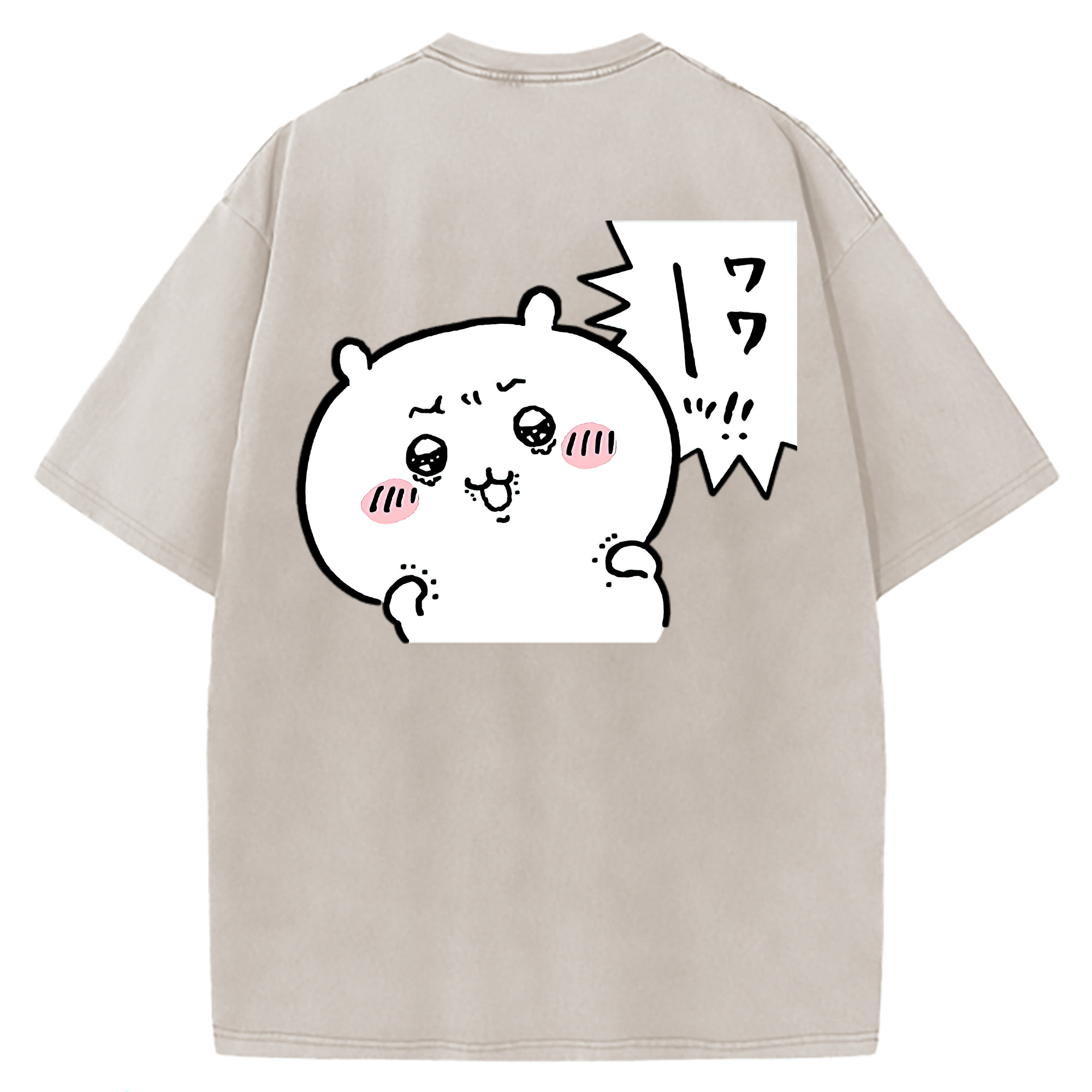 （画像用） ちいかわ ちいかわ Chii-kawa chiikawa 綿100% ヴィンテージ風 半袖Tシャツ（背面プリント）