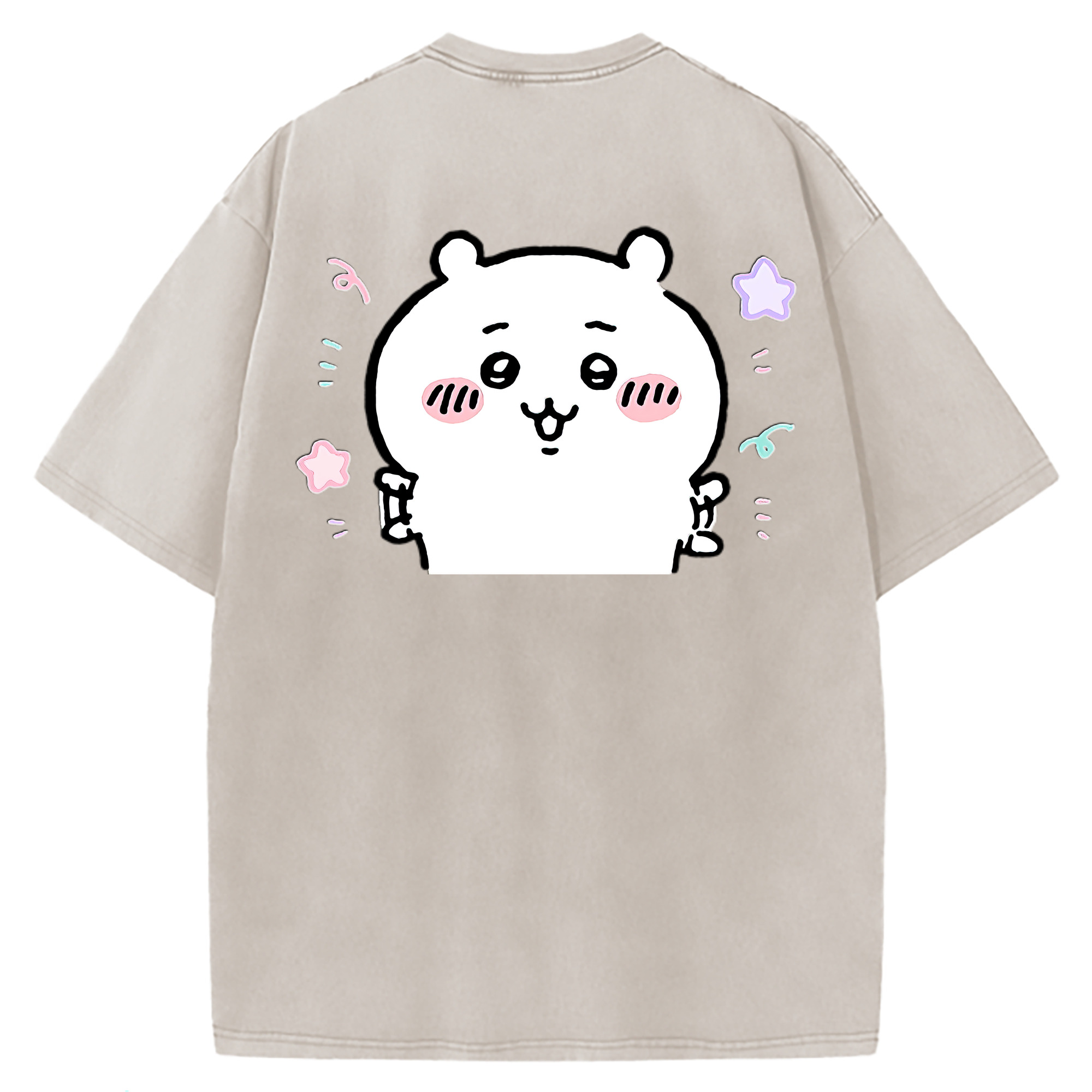 （画像用） ちいかわ ちいかわ Chii-kawa chiikawa 綿100% ヴィンテージ風 半袖Tシャツ（背面プリント）