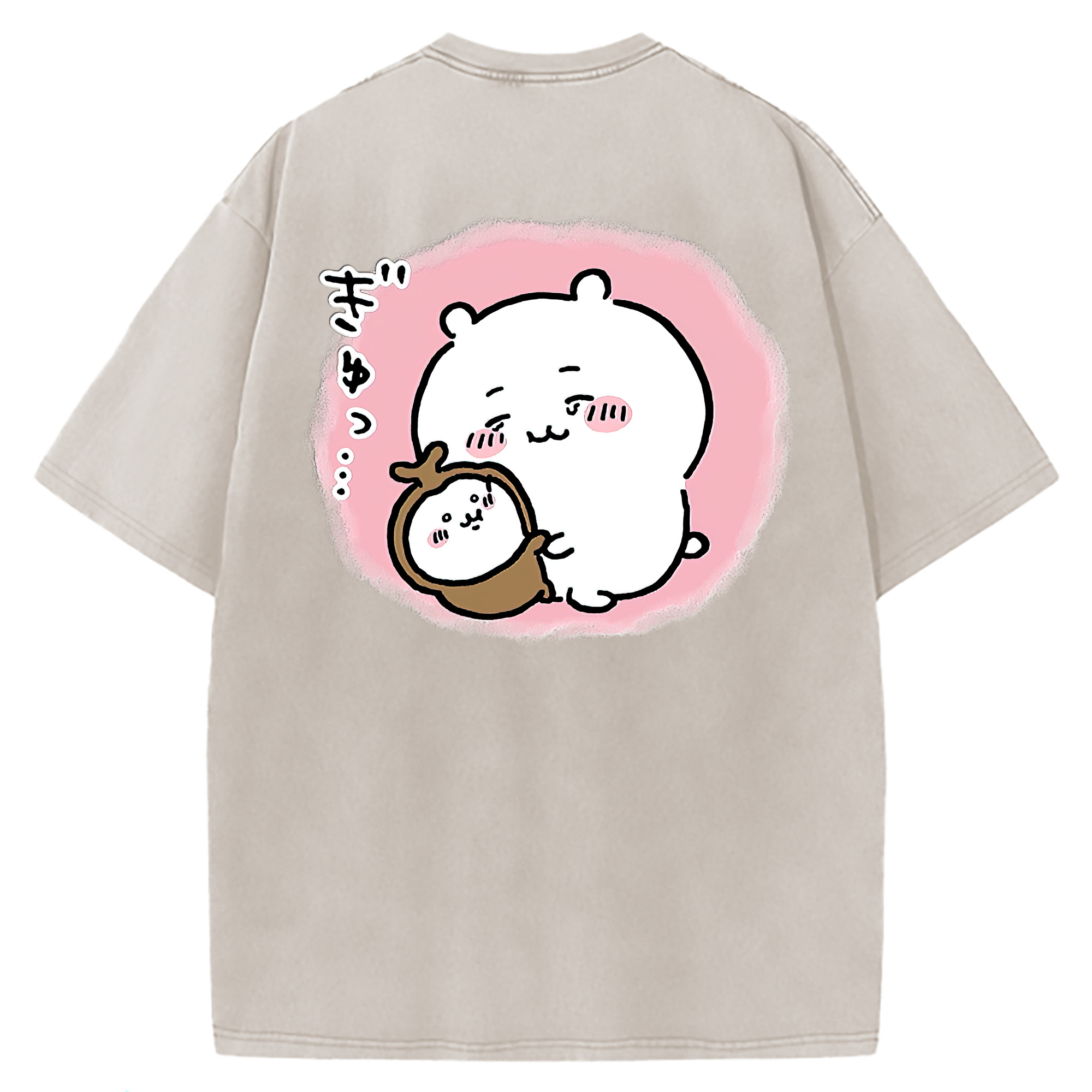 （画像用） ちいかわ ちいかわ Chii-kawa chiikawa 綿100% ヴィンテージ風 半袖Tシャツ（背面プリント）