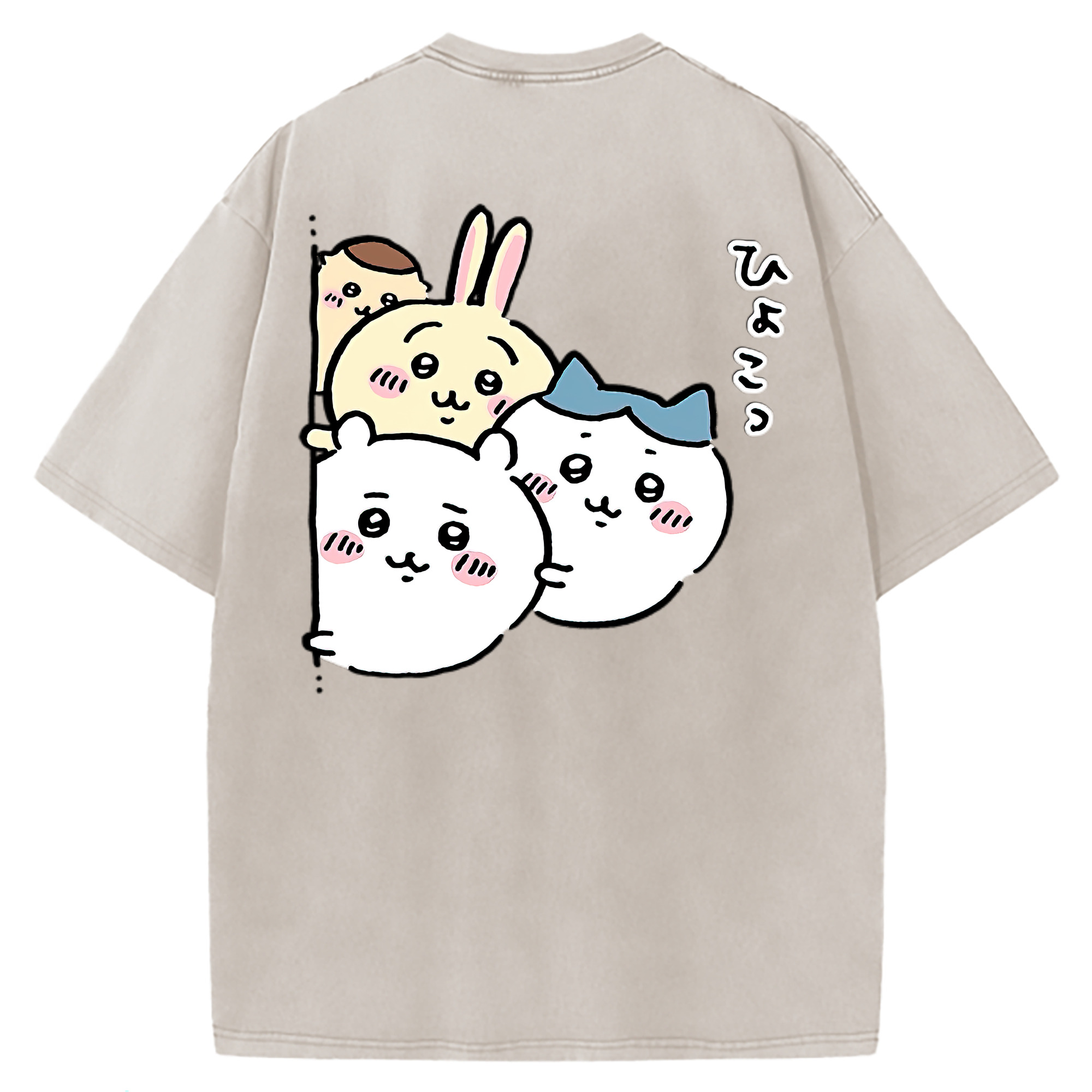 （画像用） ちいかわ ちいかわ Chii-kawa chiikawa 綿100% ヴィンテージ風 半袖Tシャツ（背面プリント）